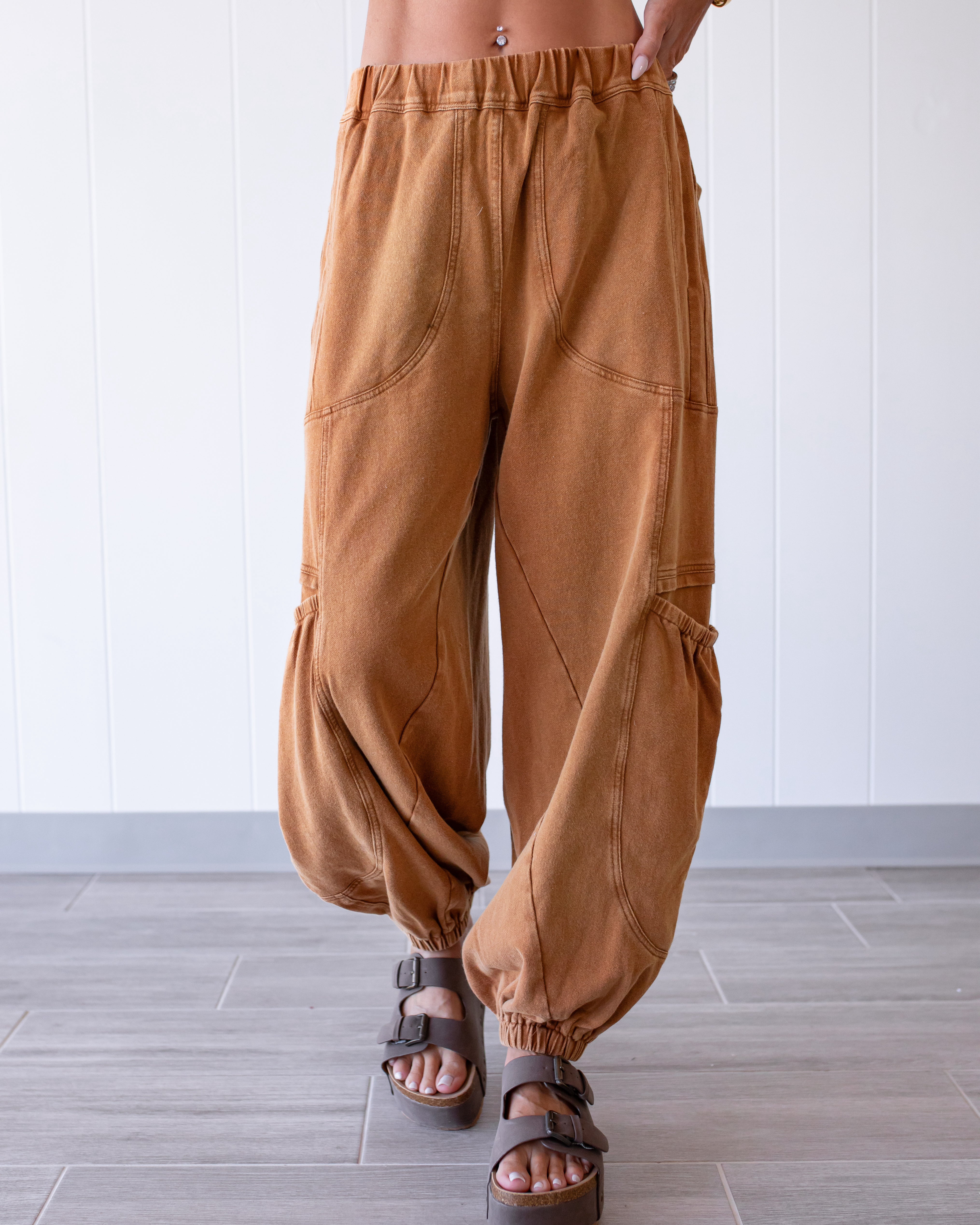 Golden Hour Terry Joggers - Wooden Camel