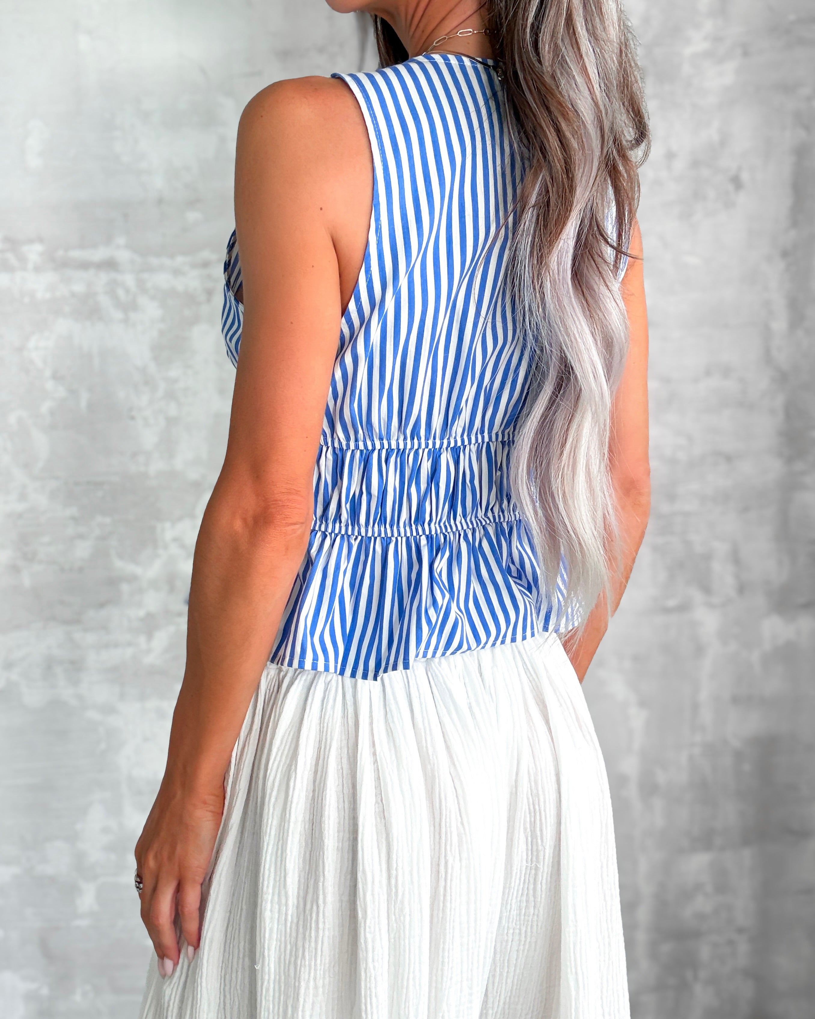 Sail Away Tie Tank - Blue