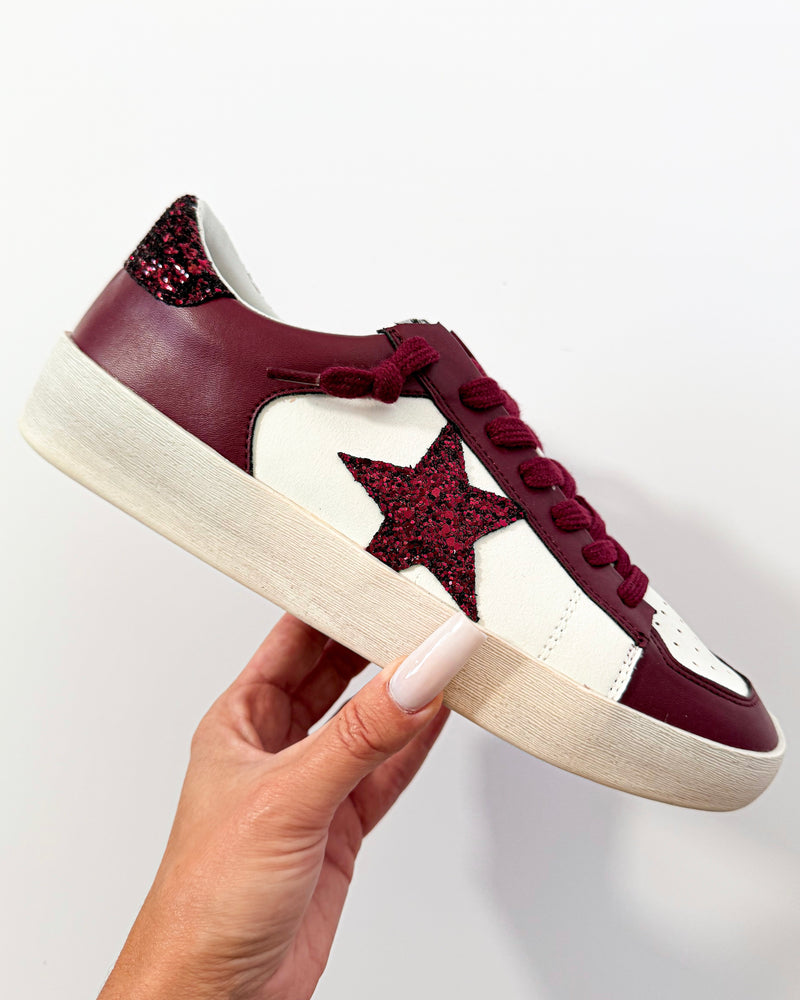 Candace Glitter Star Sneakers - Maroon