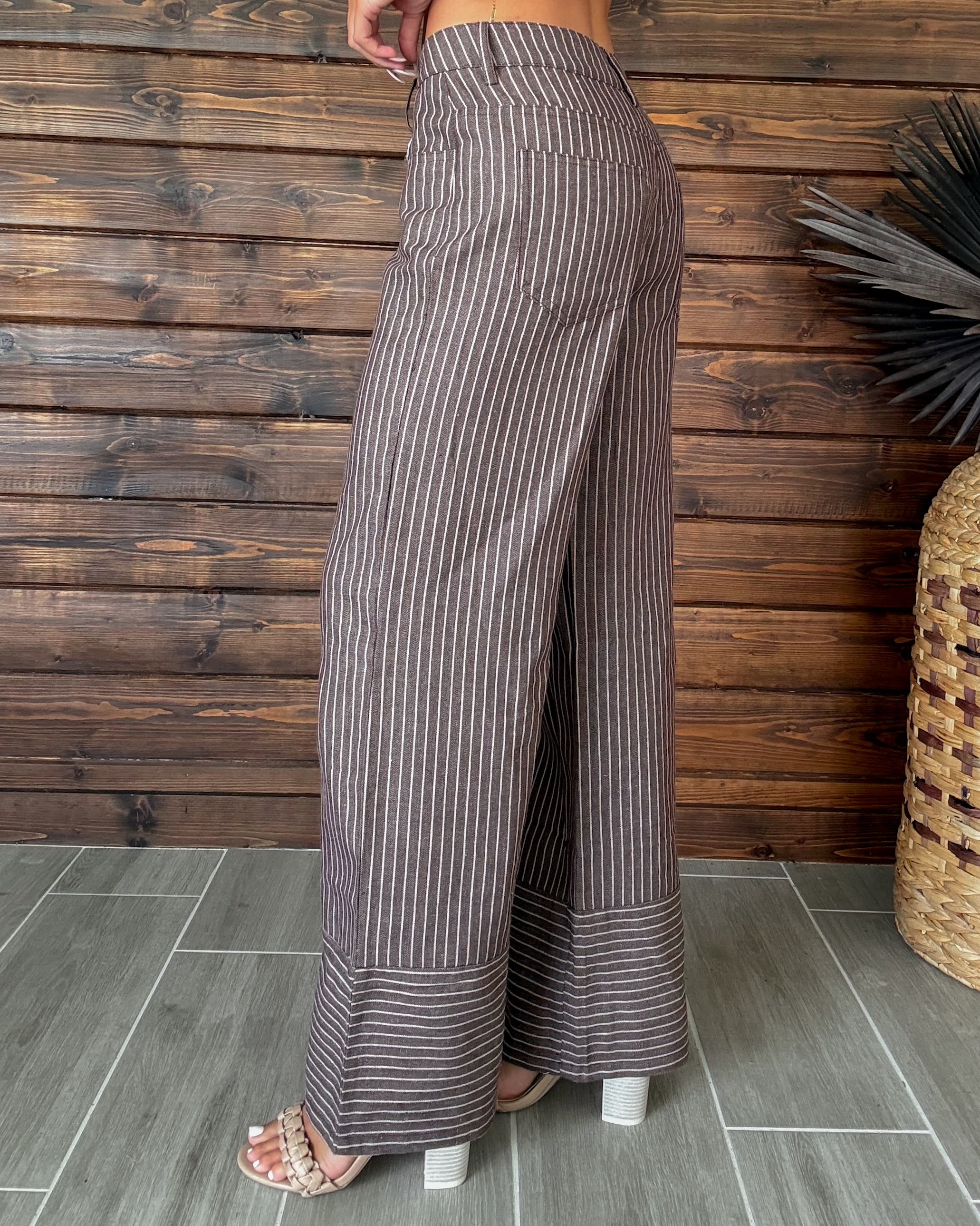 Harvest Stroll Pinstripe Pants - Brown