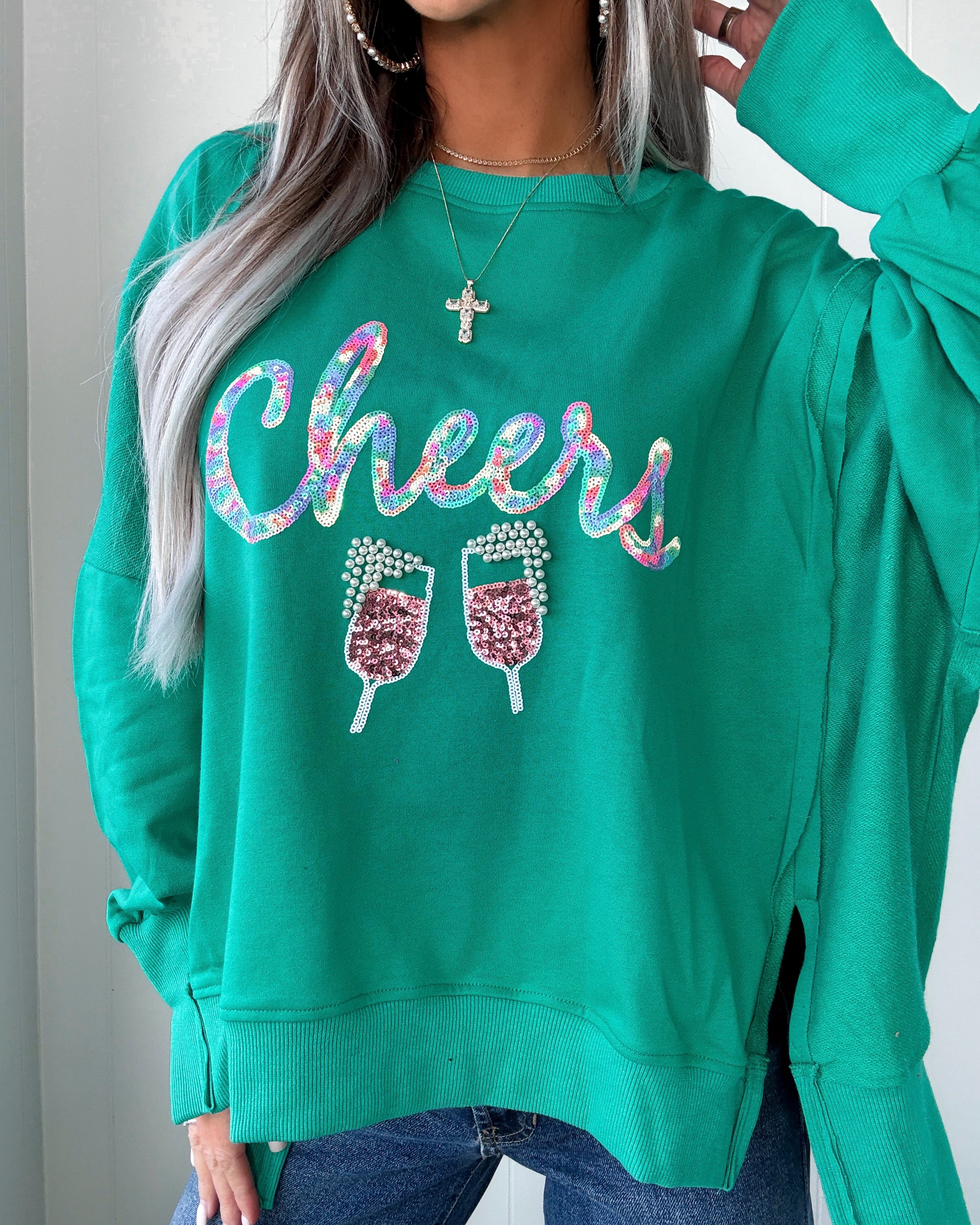 DOORBUSTER Cheers Oversized Top - Kelly Green