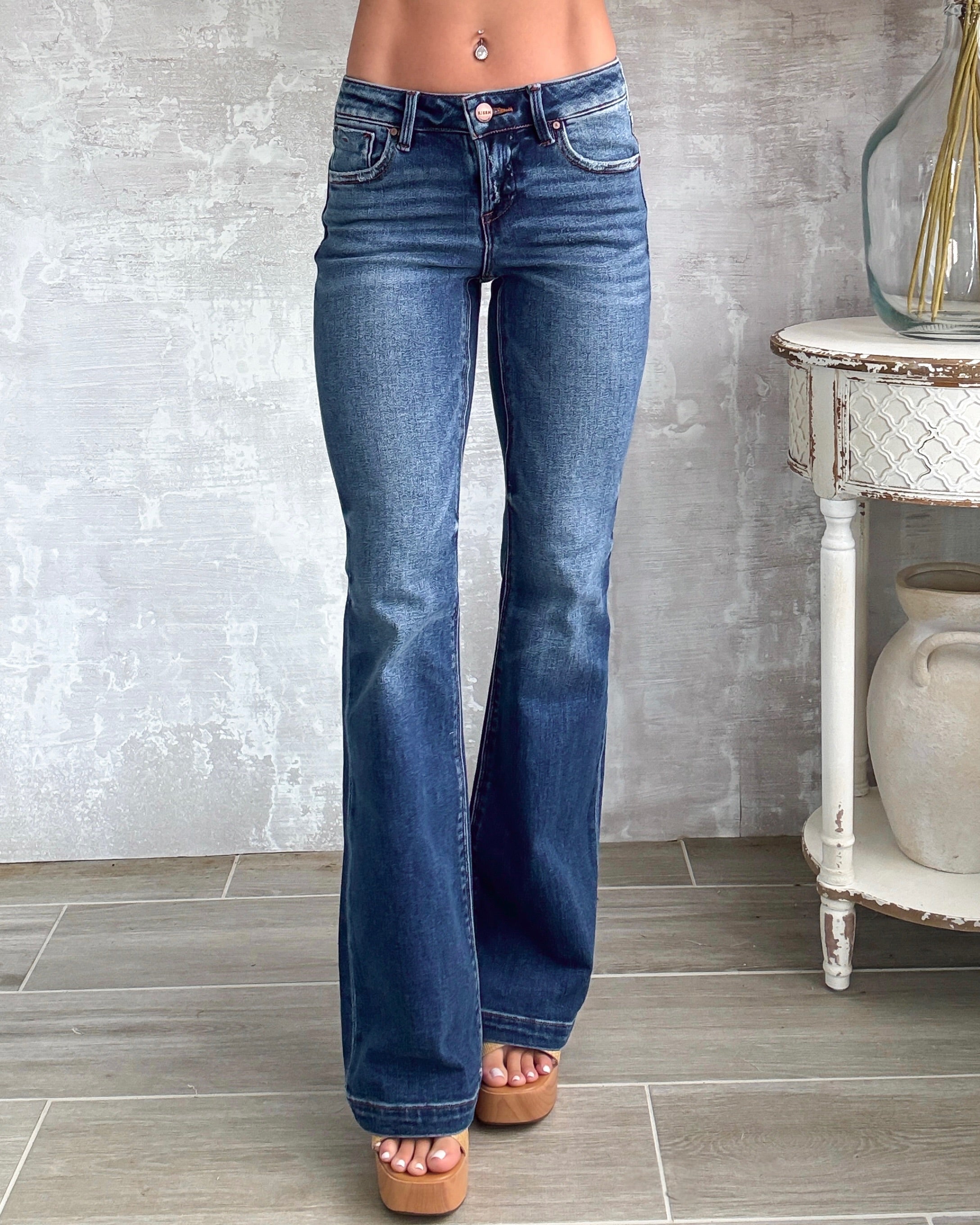 Kenzie Low Rise Flare Jeans - Dark Wash