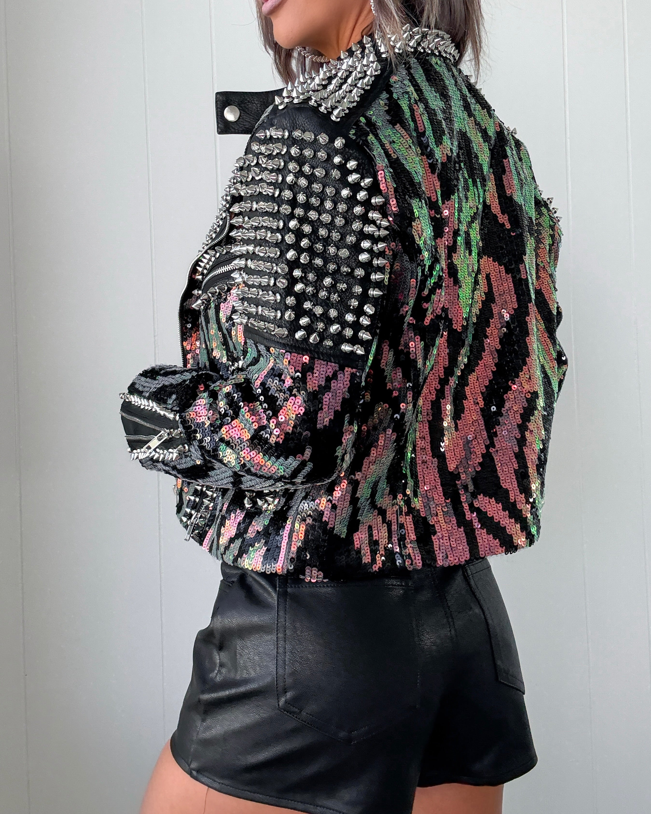 All Access Studded Sequin Jacket - Black