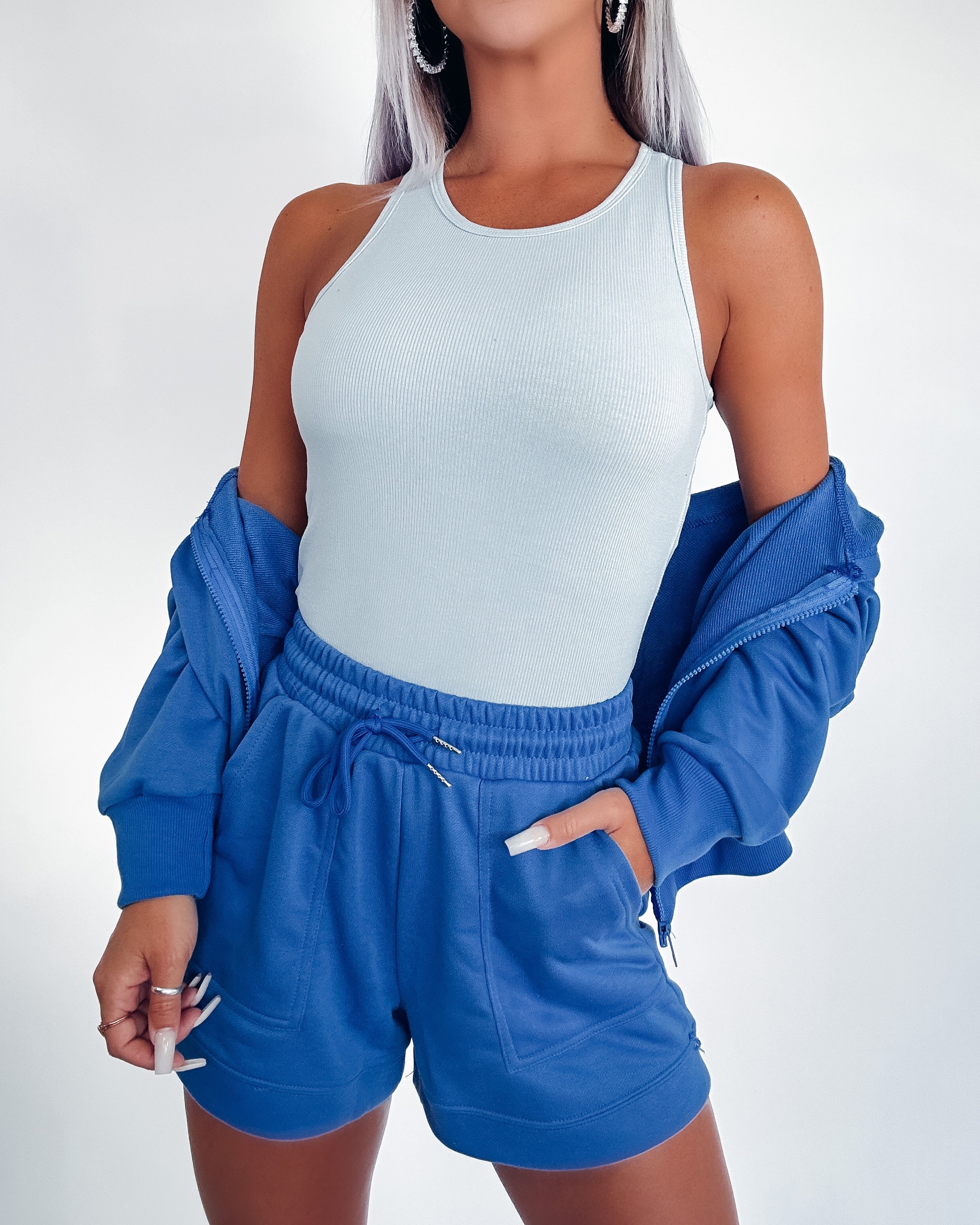 Flex Fit Ribbed Crop Top - Ice Blue