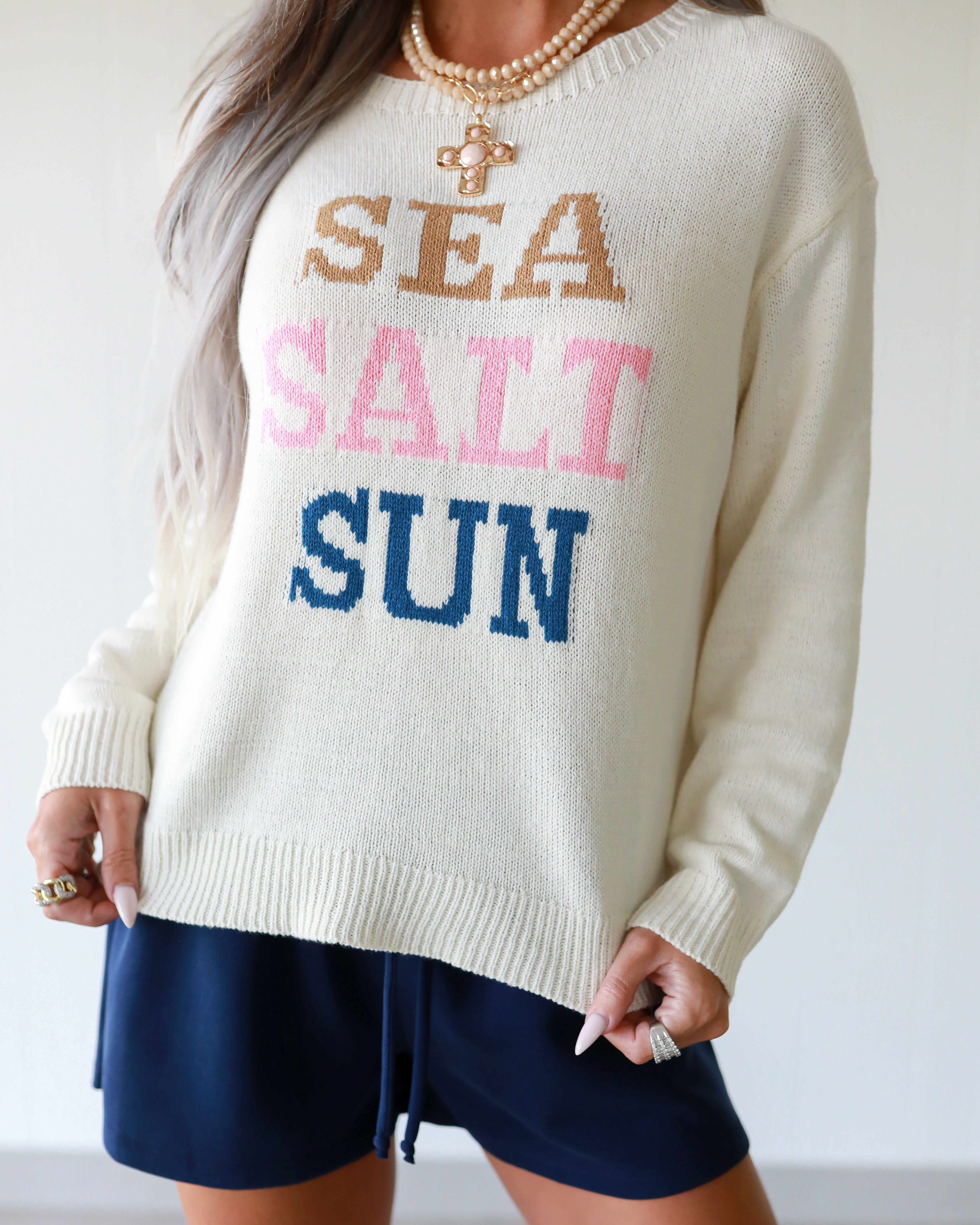 Sea, Salt, Sun Light Knit Sweater - Ivory