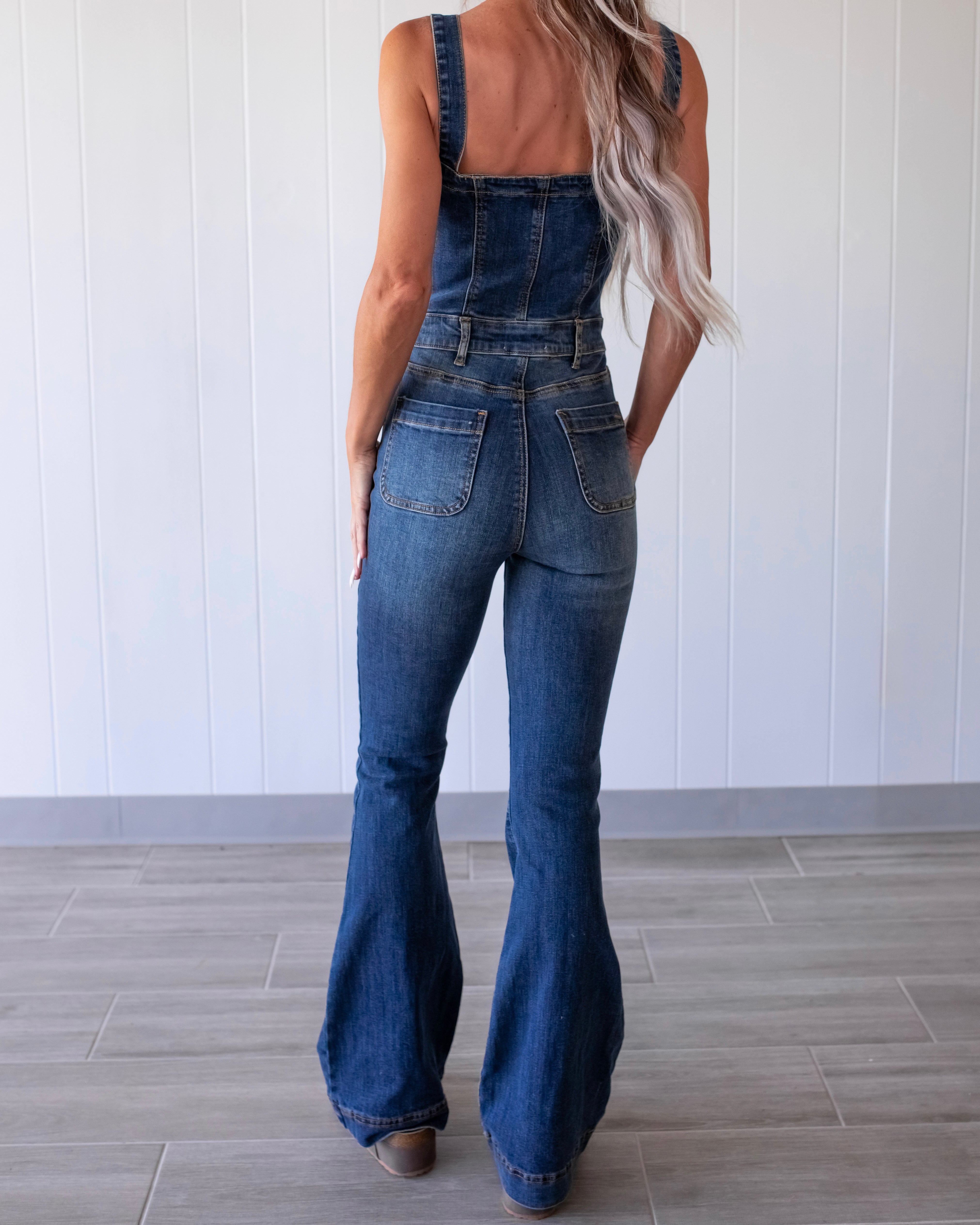 Dallas Denim Flare Jumpsuit