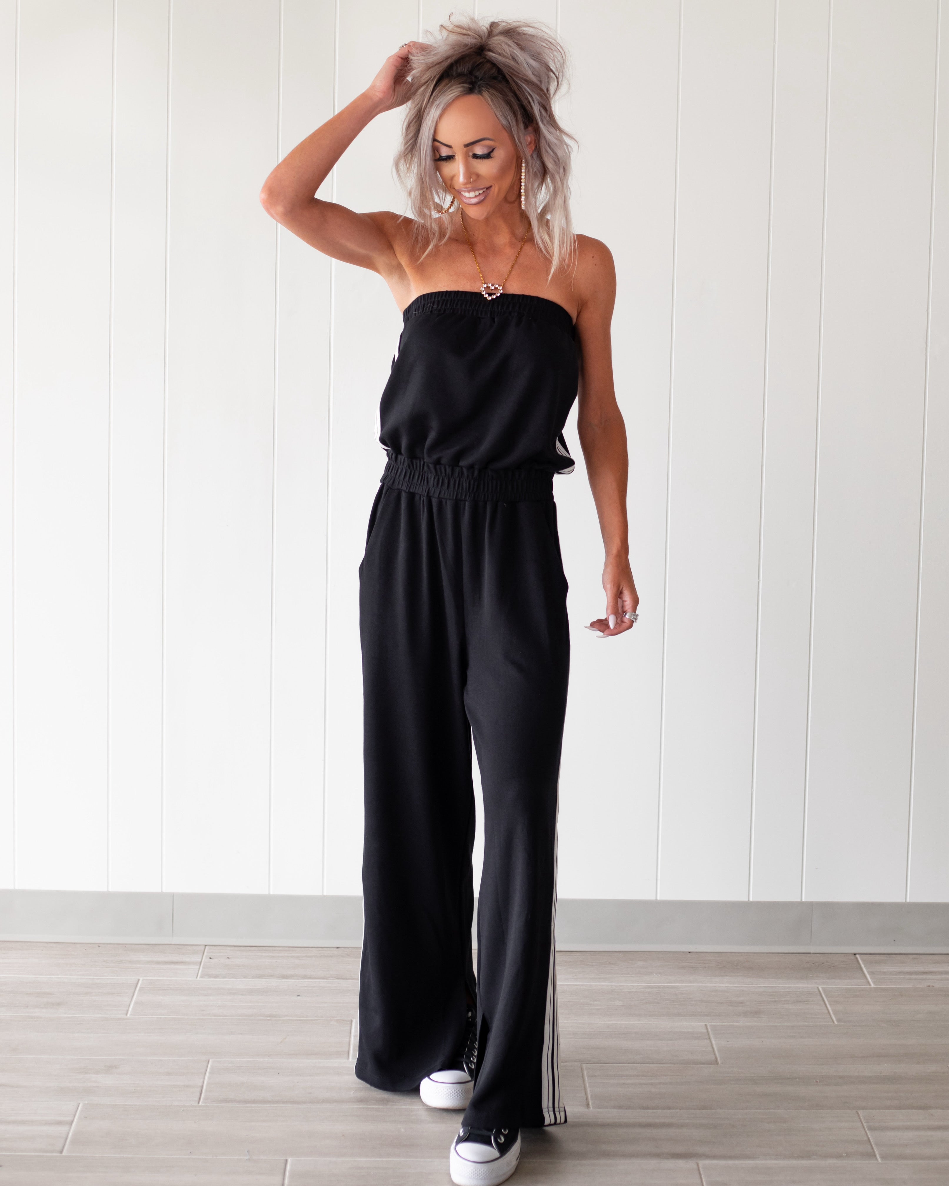 Sideline Slay Jumpsuit - Black