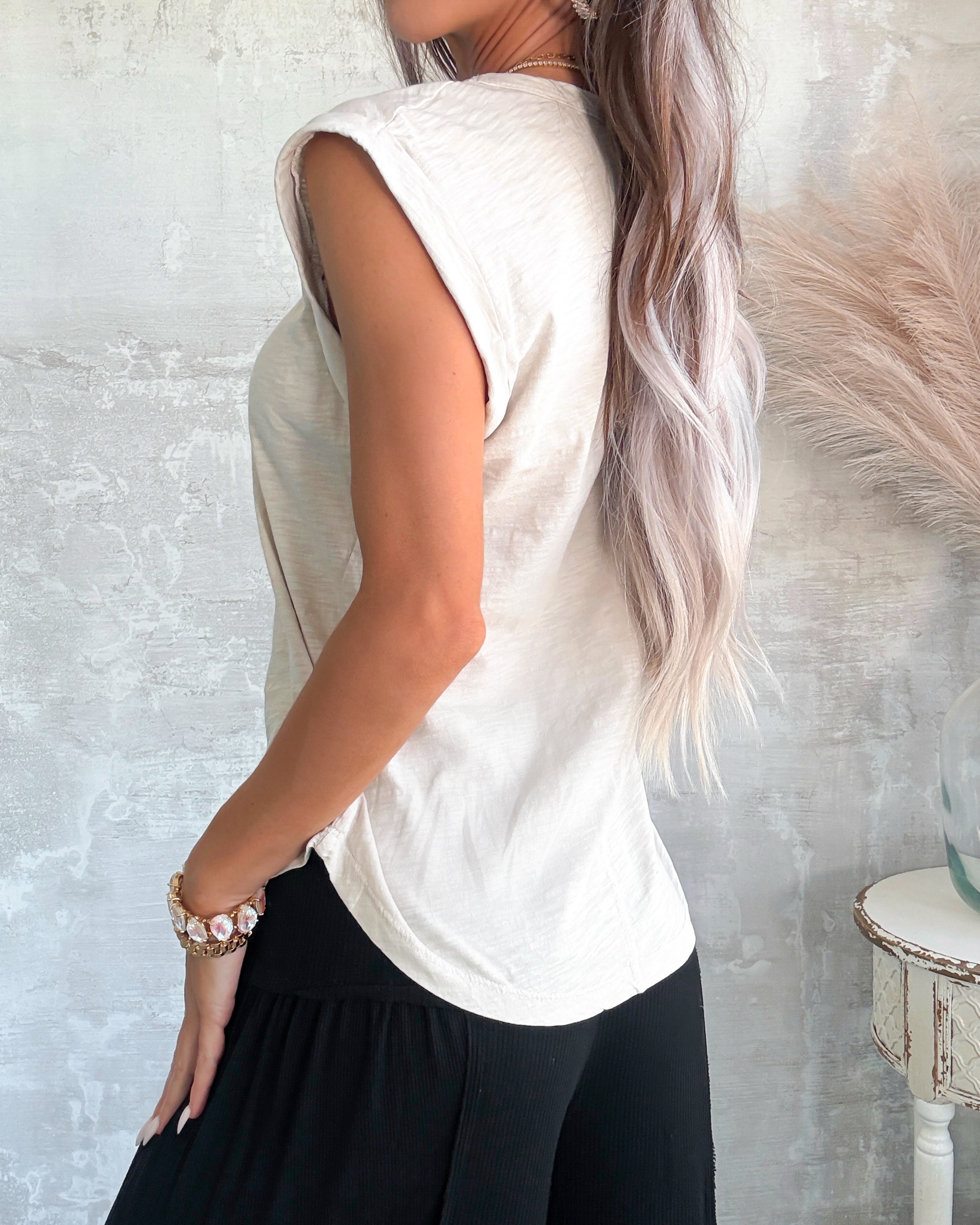 Easy Wear Cap Sleeve Top - Stone