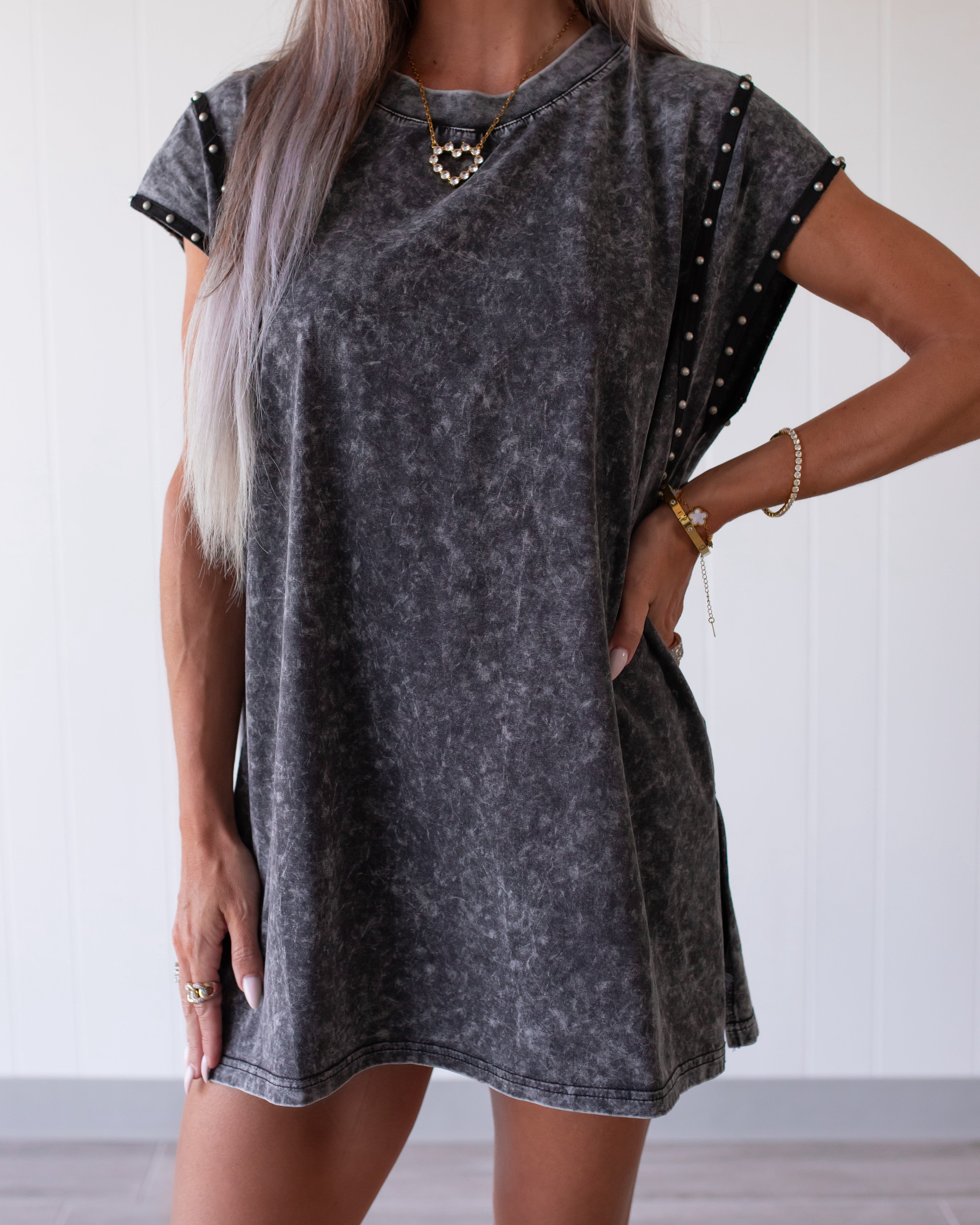 Studs & Sass Oversized Muscle Tank - Washed Black