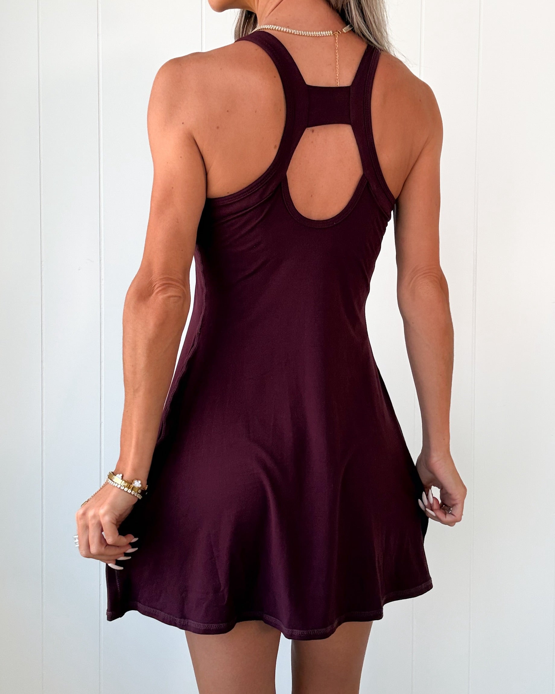 Butter Bliss Active Romper Dress - Cassis