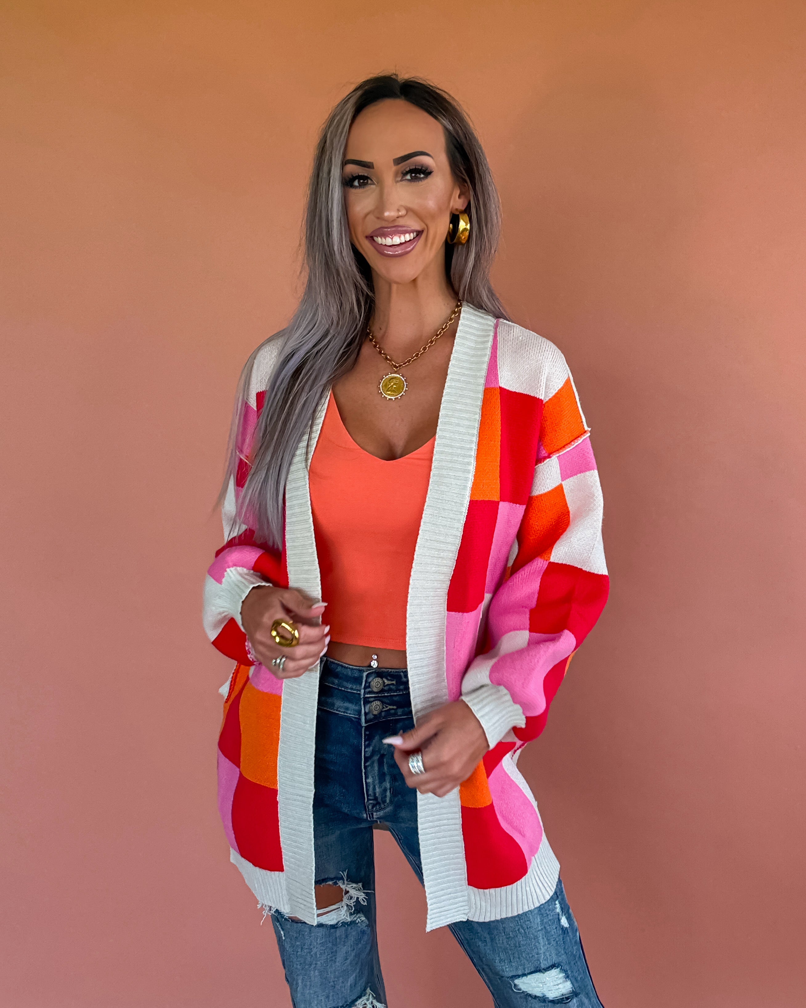 Fall Crush Checkered Cardigan