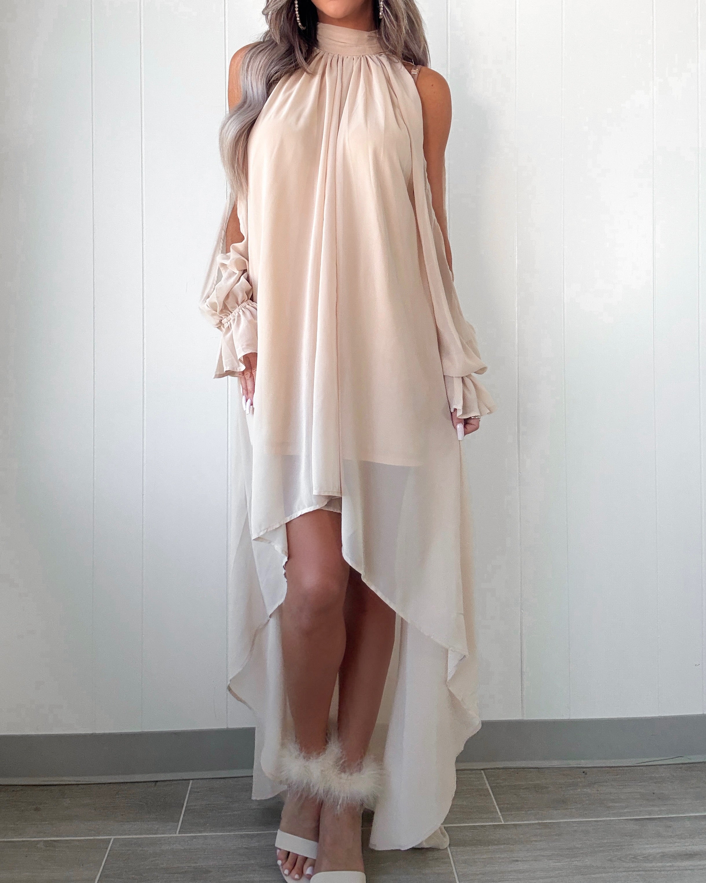 Falling Grace High Lo Maxi Dress - Cream