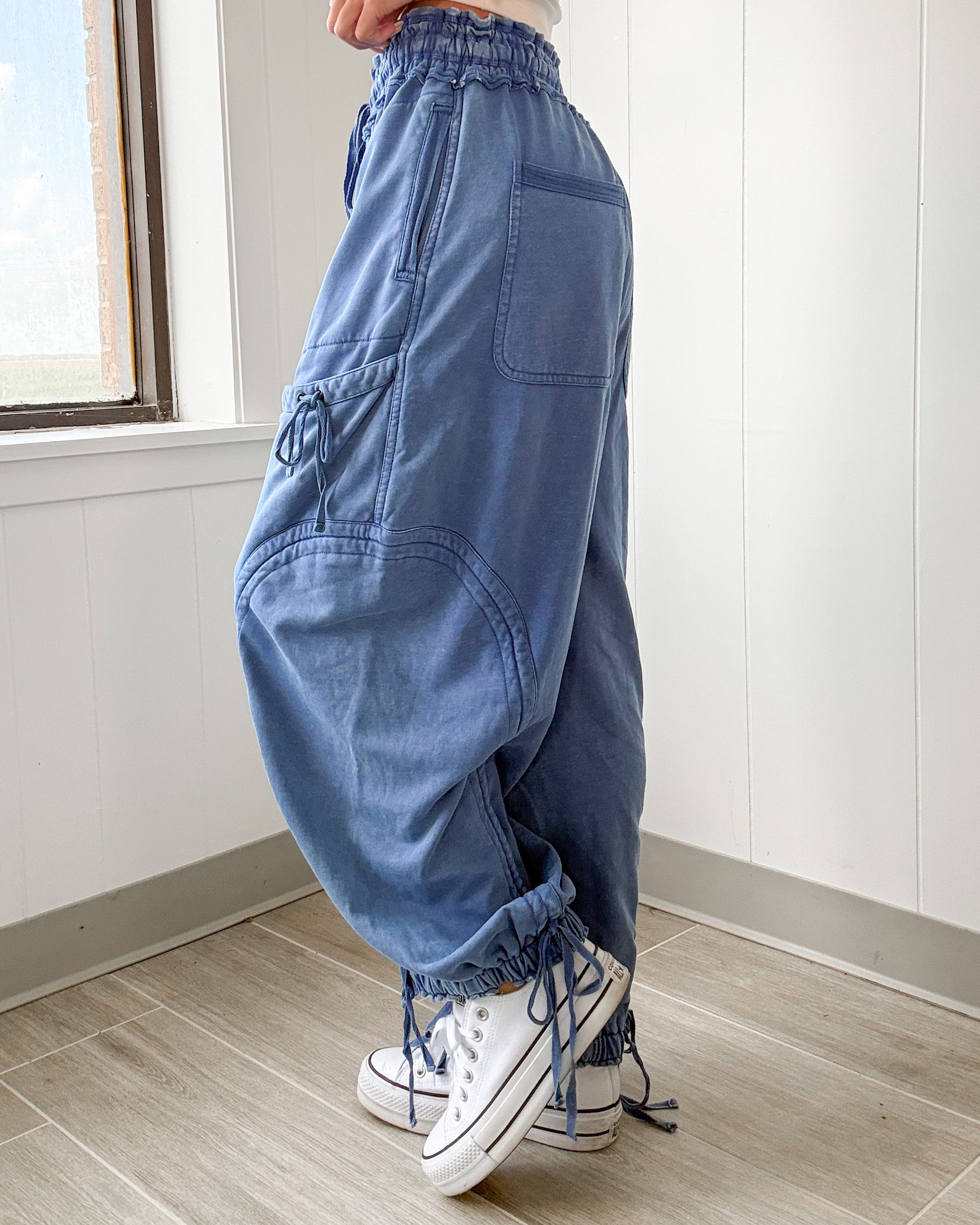 Rosie Balloon Tie Pants - Blue