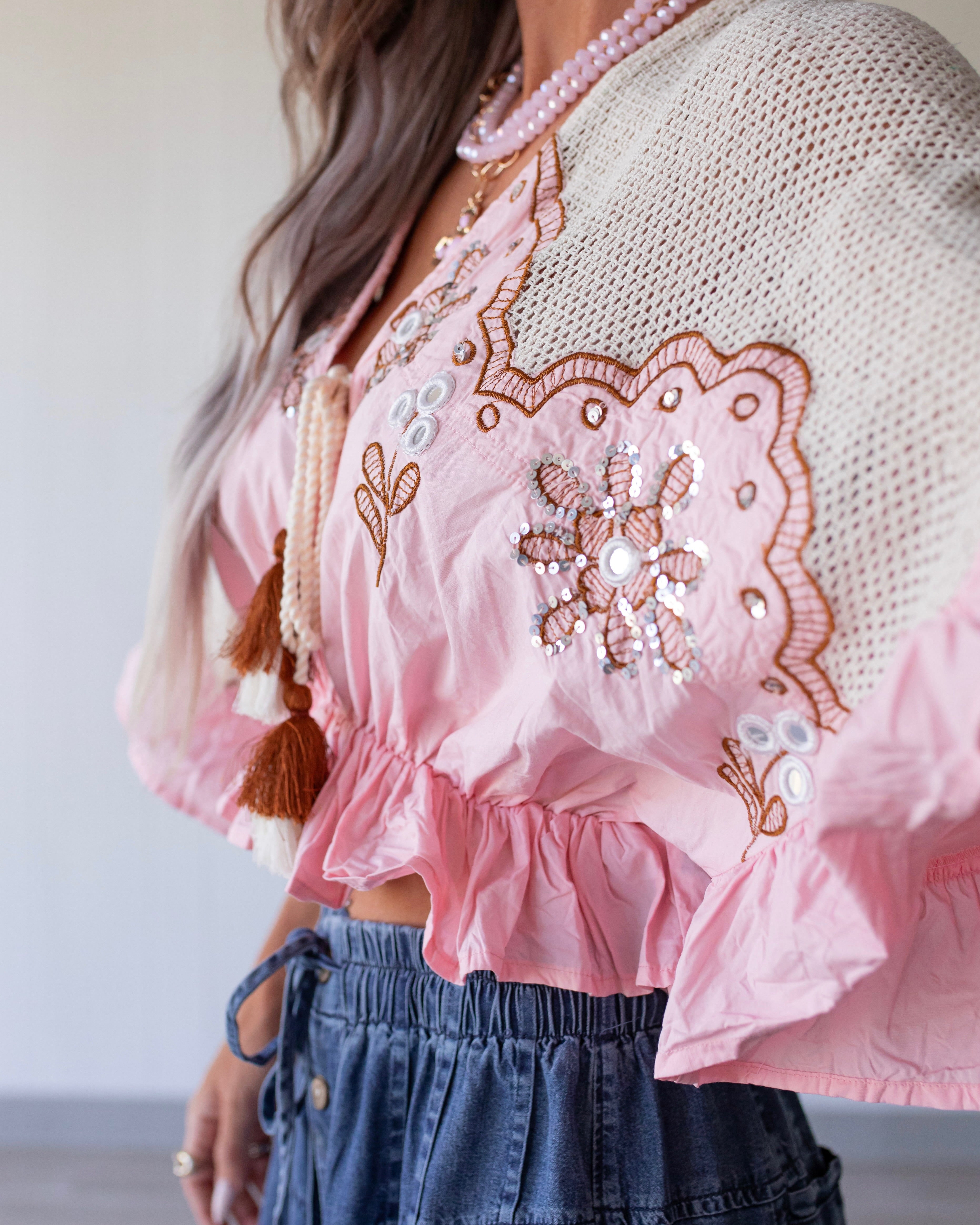 Tropicana Tassel Crop Top - Pink