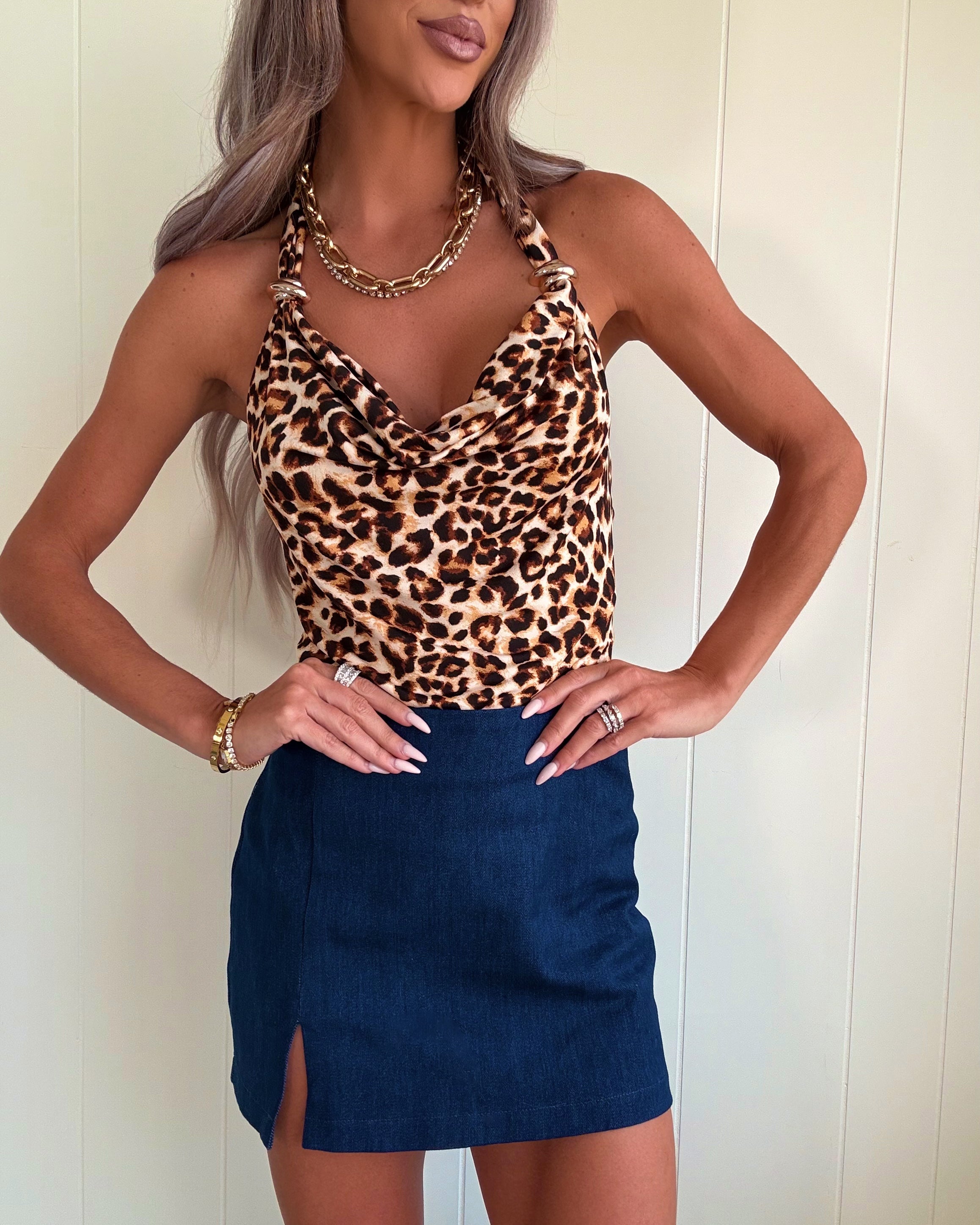 Golden Hour Leopard Halter Top
