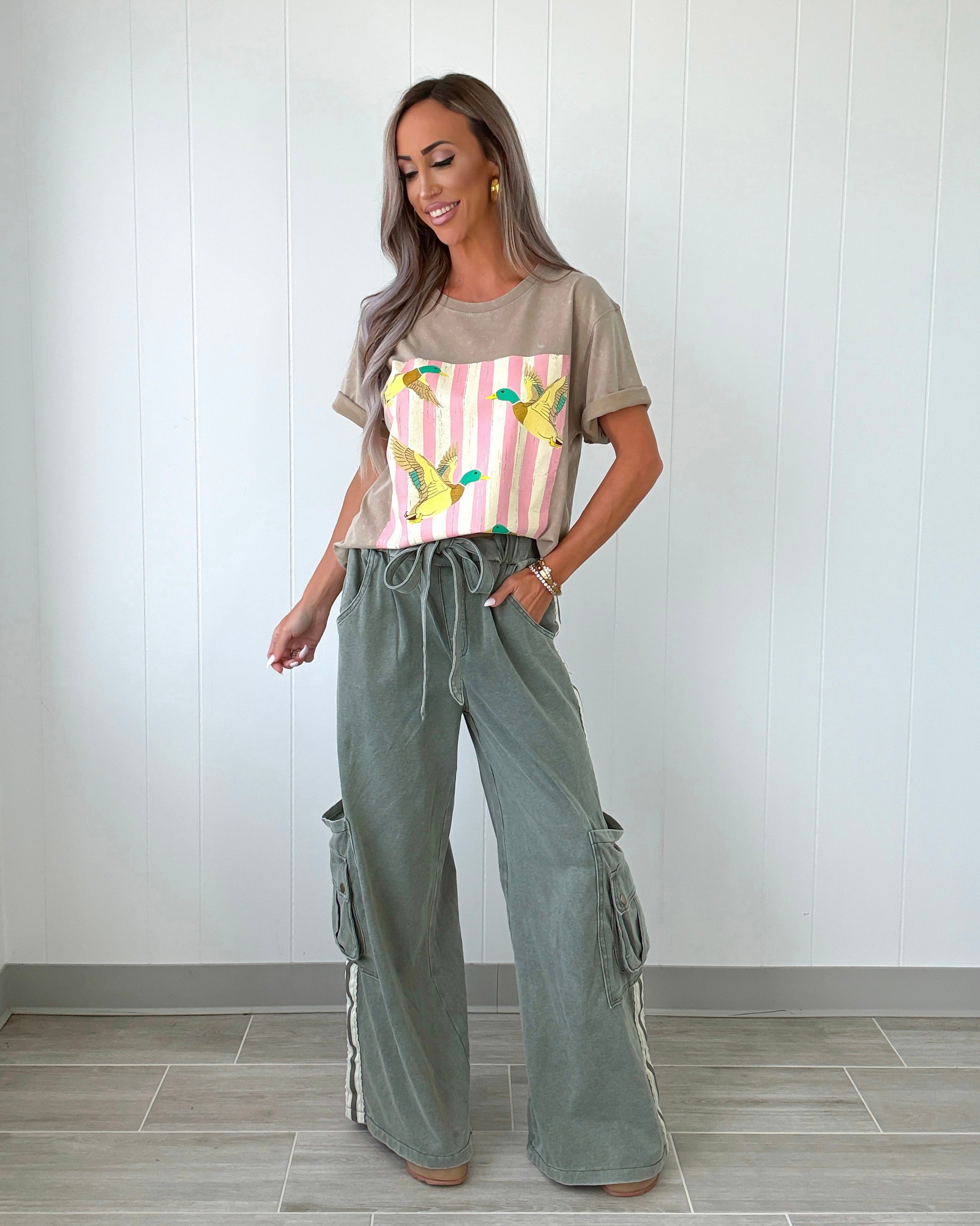 Lace Me Up Cargo Pants - Olive