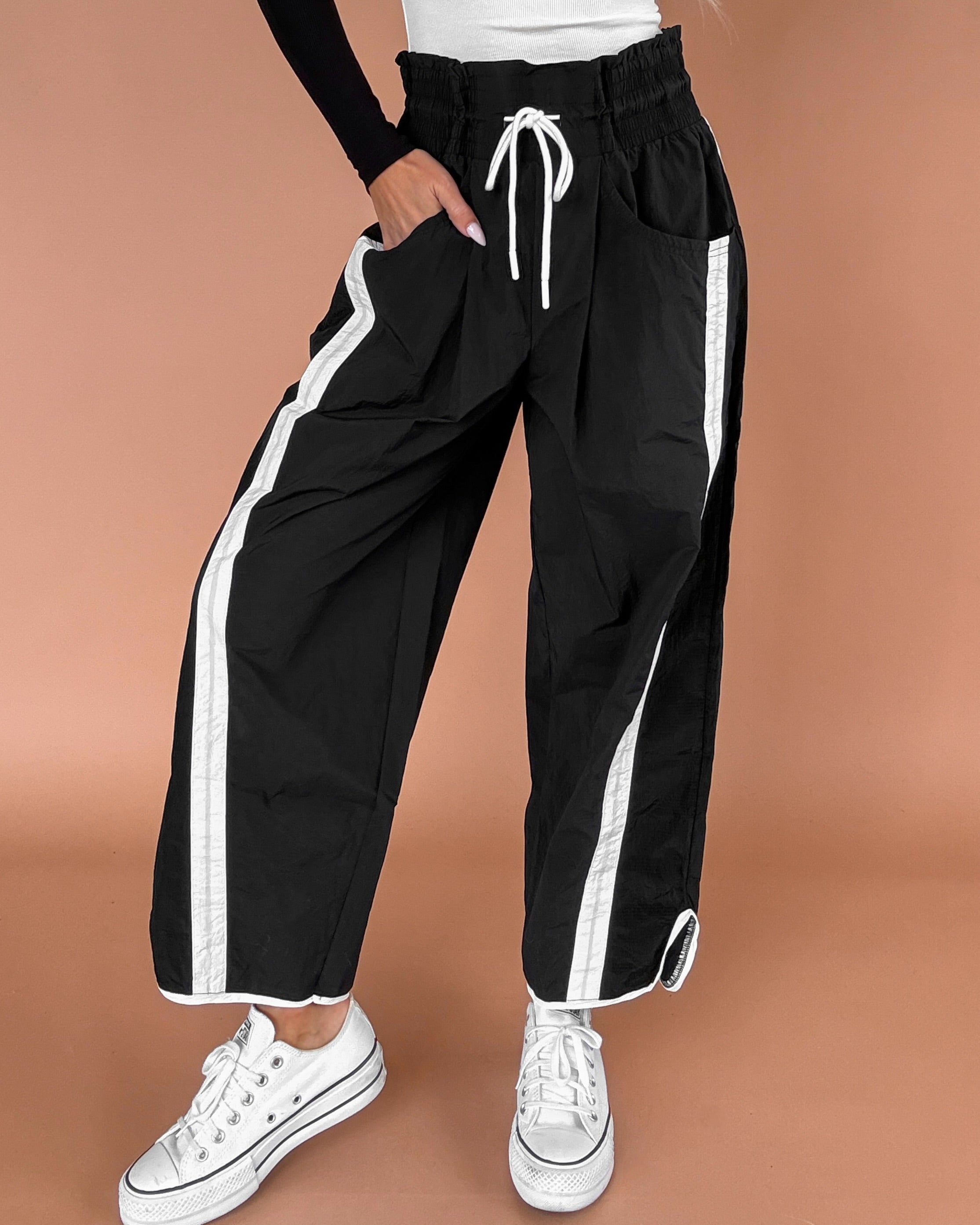 Fast Lane Windbreaker Track Pants - Black