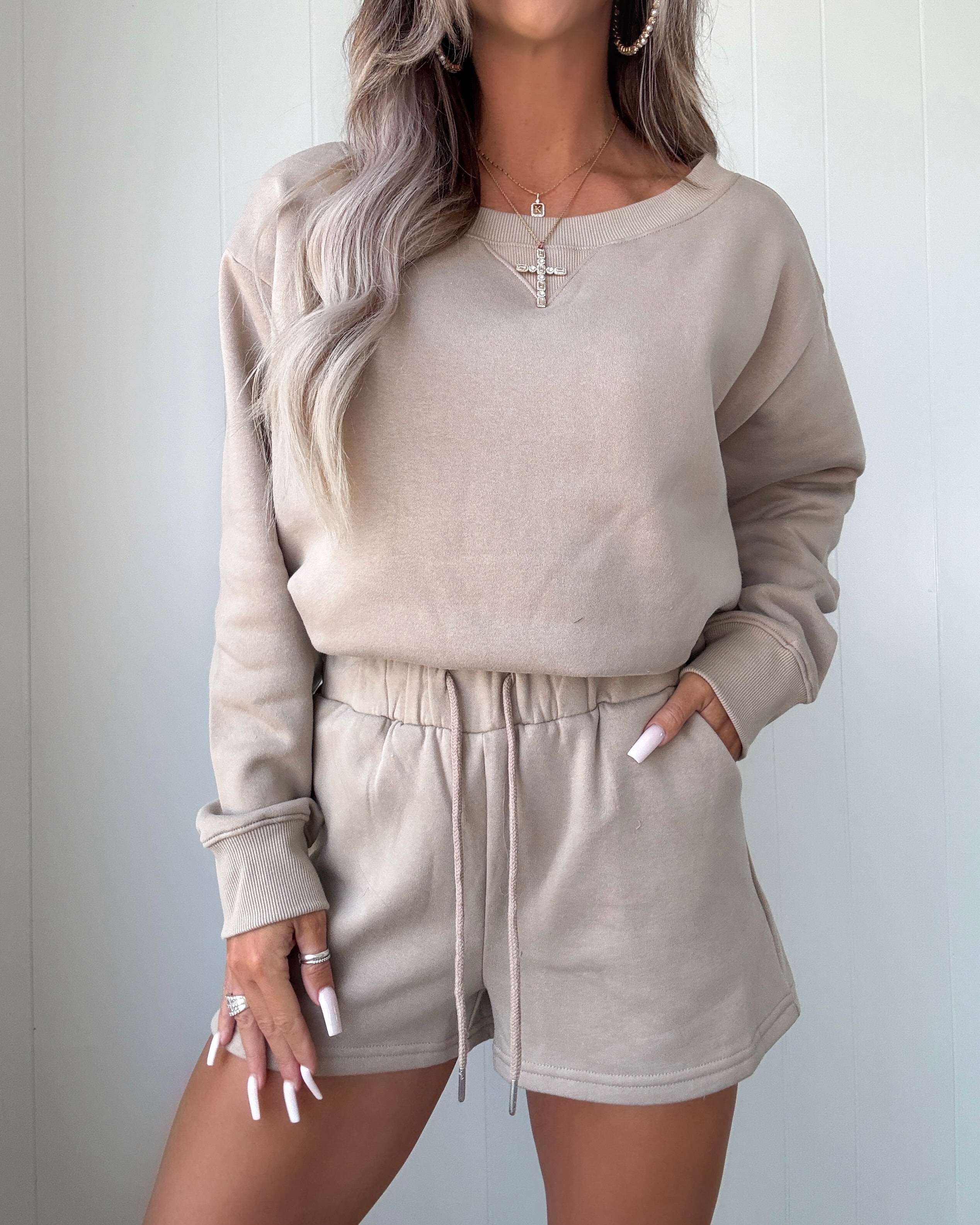Comfy Cutie Shorts Set - Ash Mocha