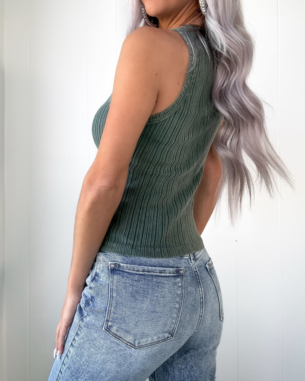 Focused Attention Ribbed Tank - Olive | Bar T Boutique