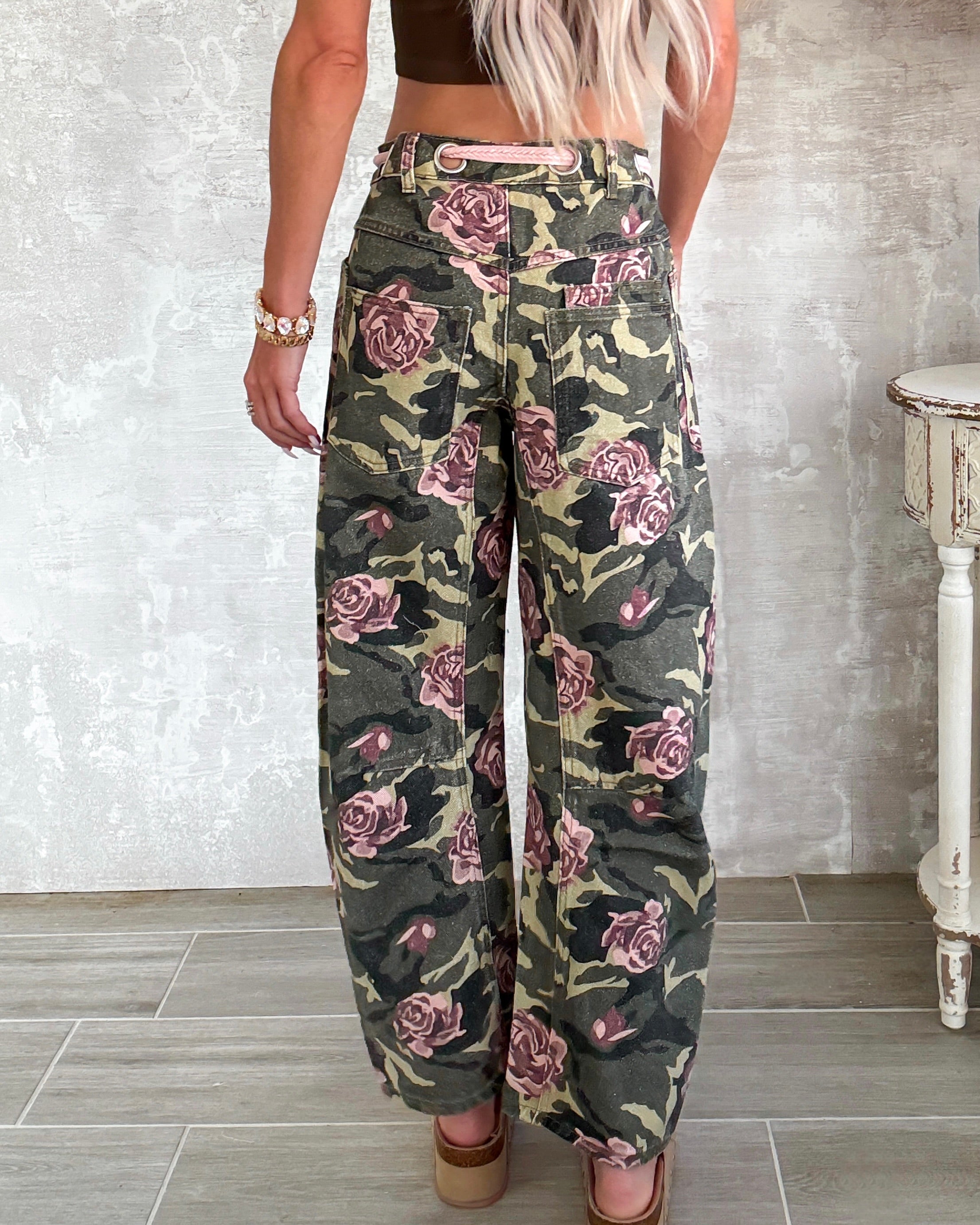 Floral Force Barrel Jeans - Camo
