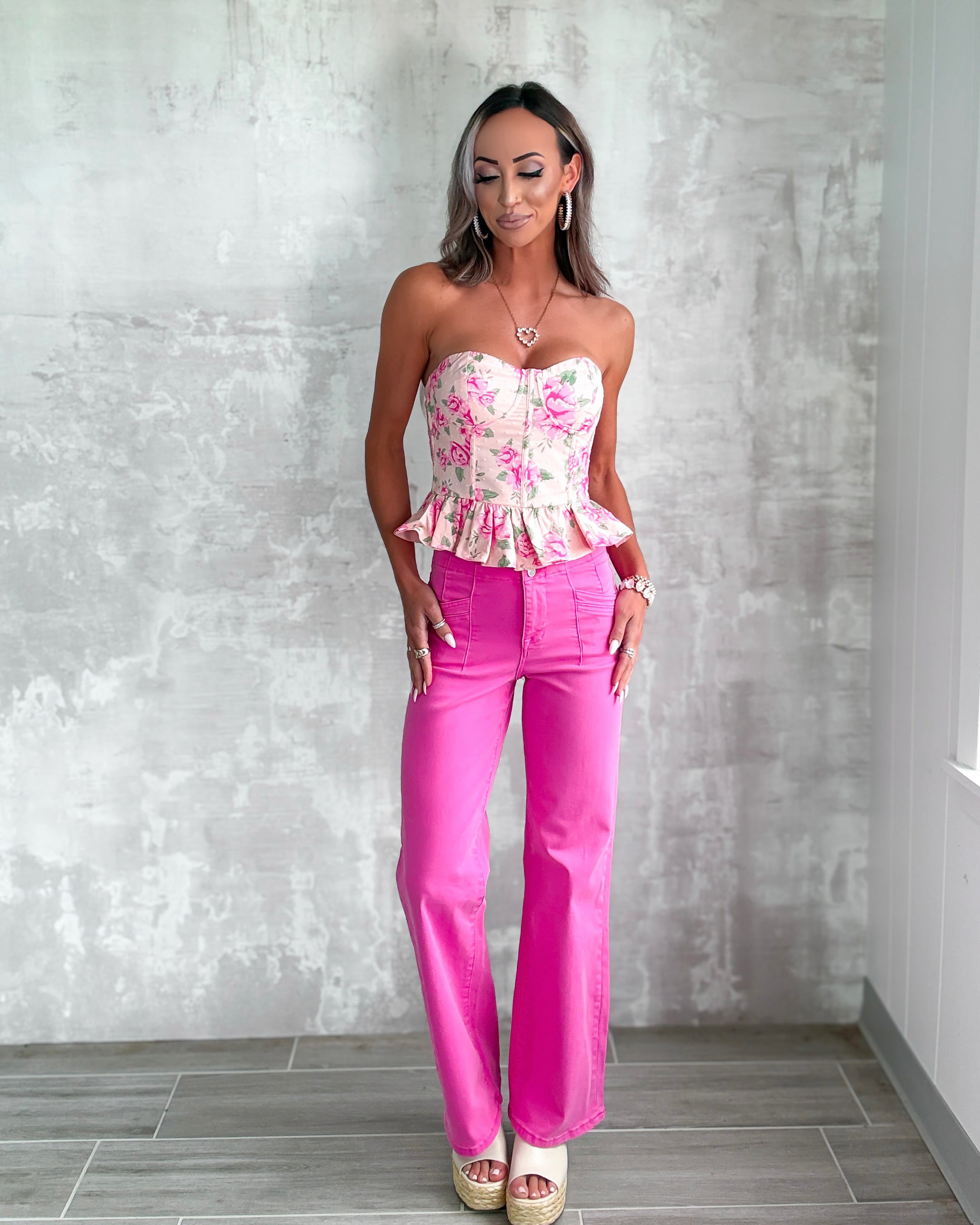 Bailey High Rise Wide Leg Jeans - Rose