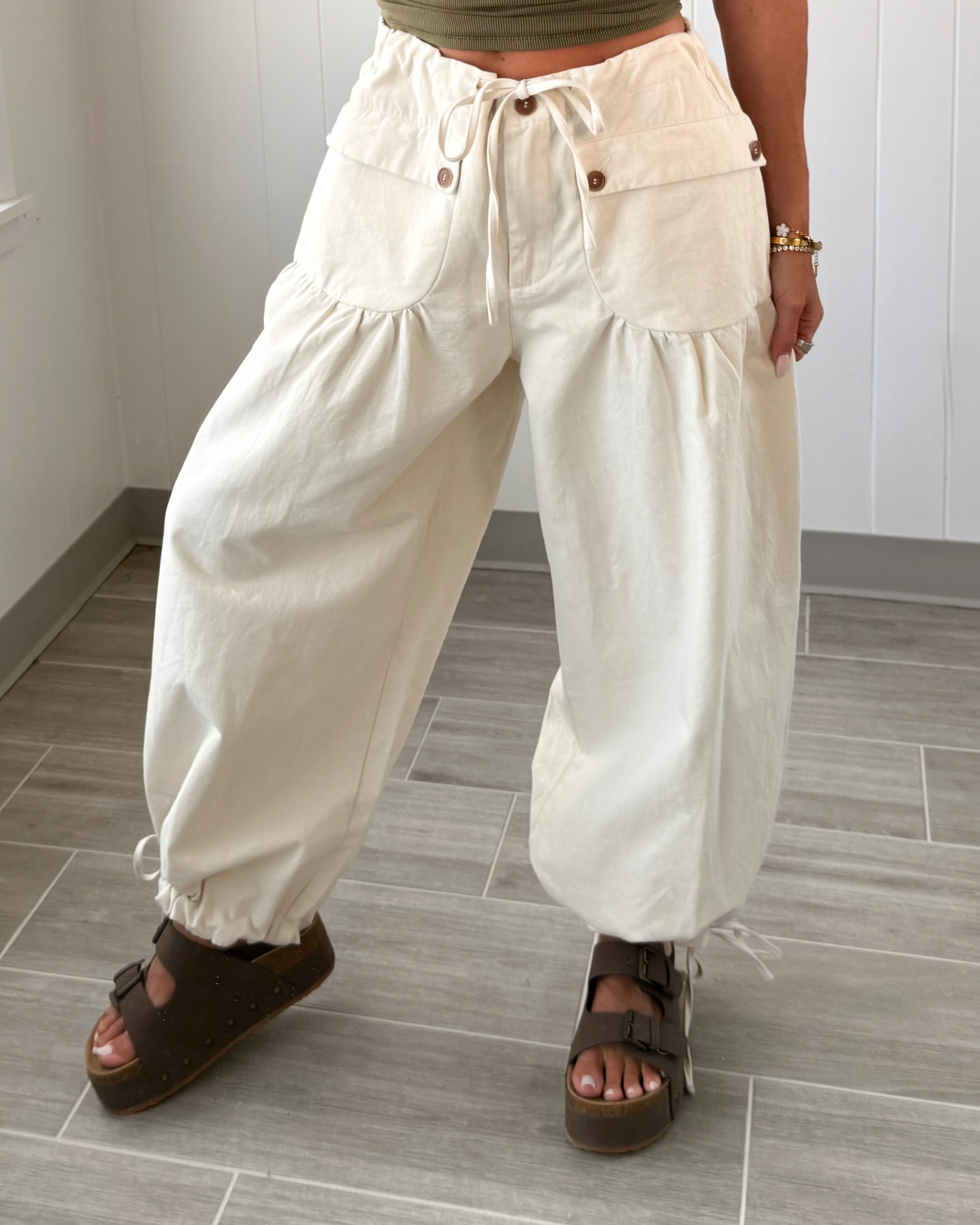 Sloane Tie Detail Pant - Ivory