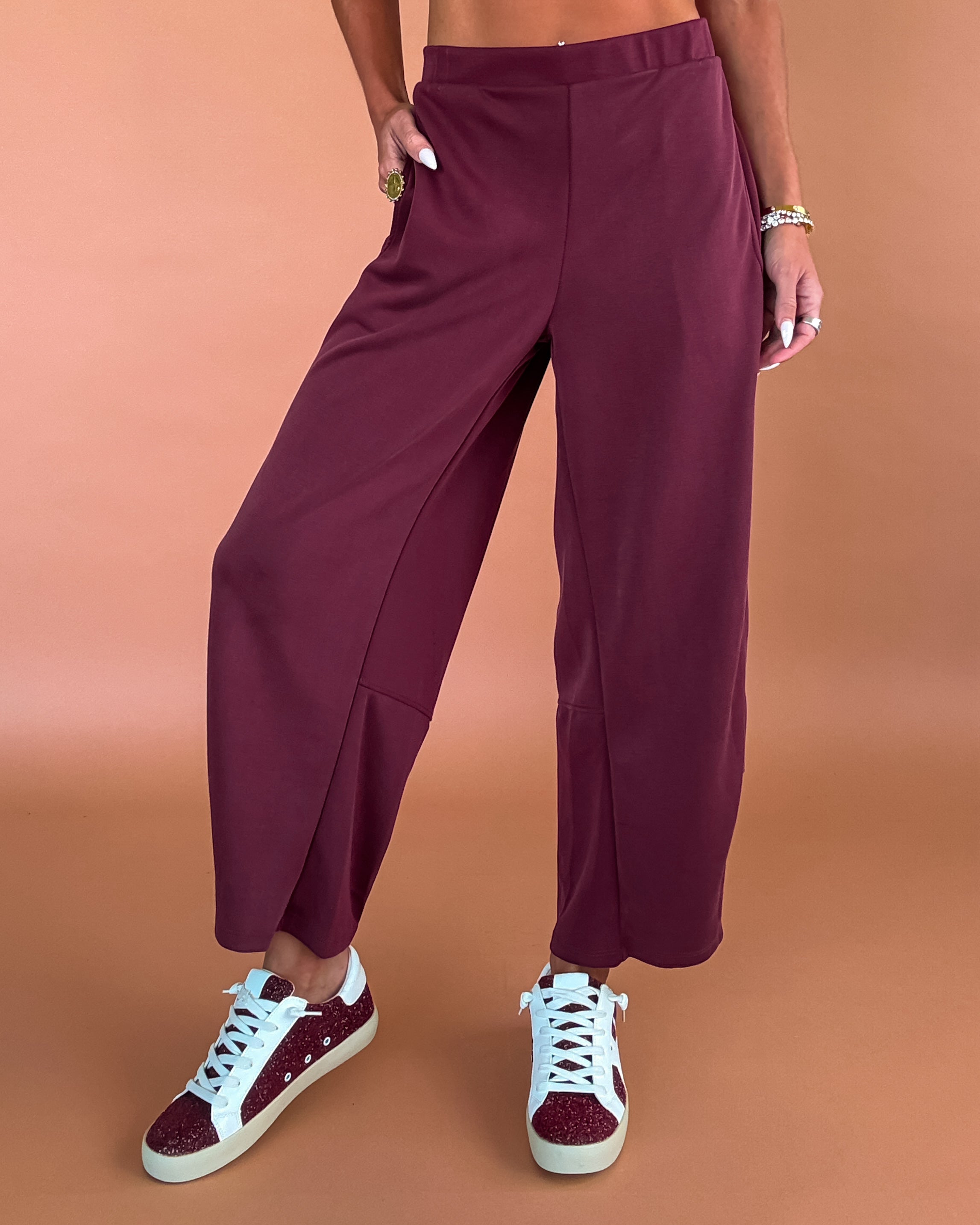 Midnight Current Scuba Barrel Pants - Wine
