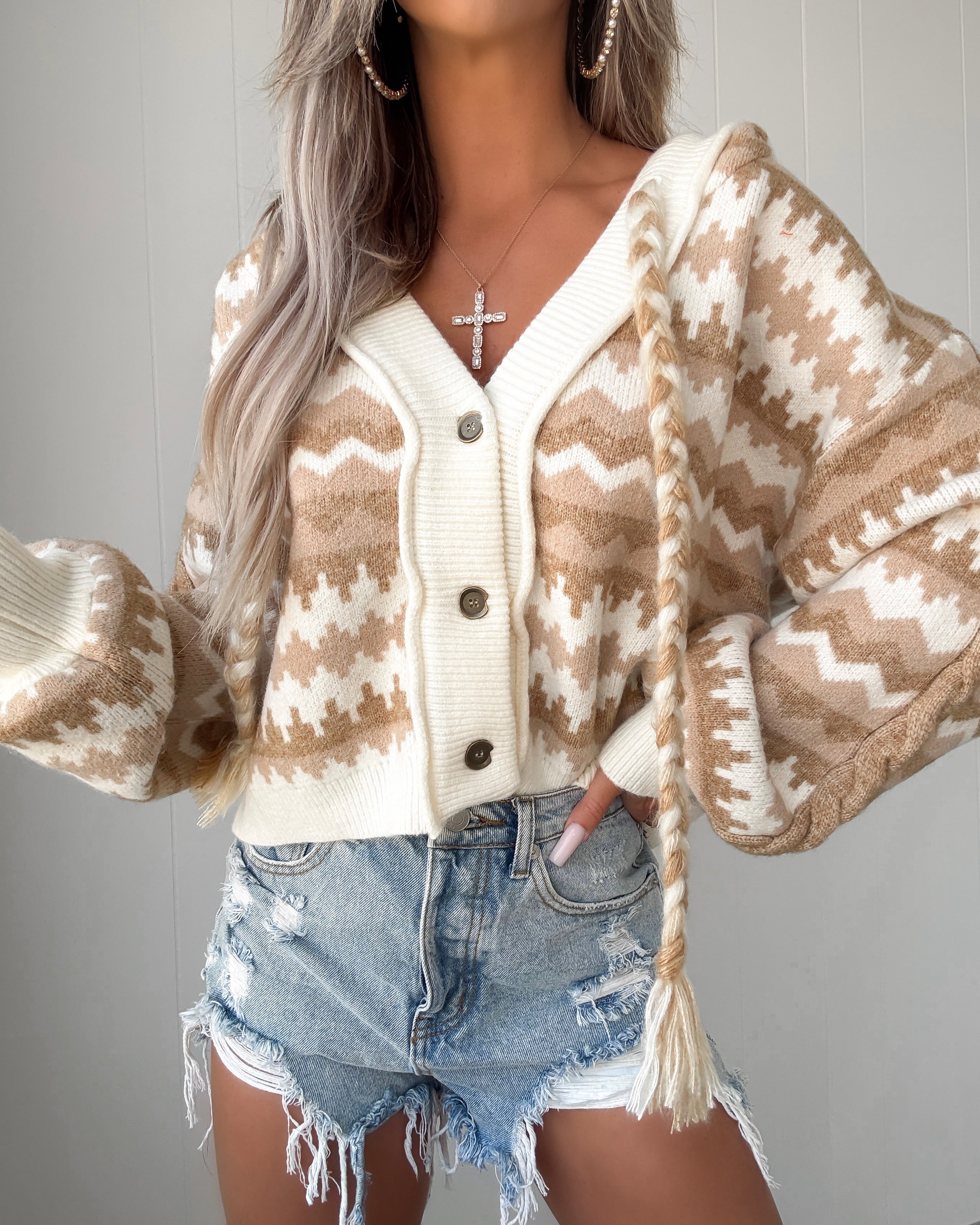 Sweet September Hooded Cardigan - Almond