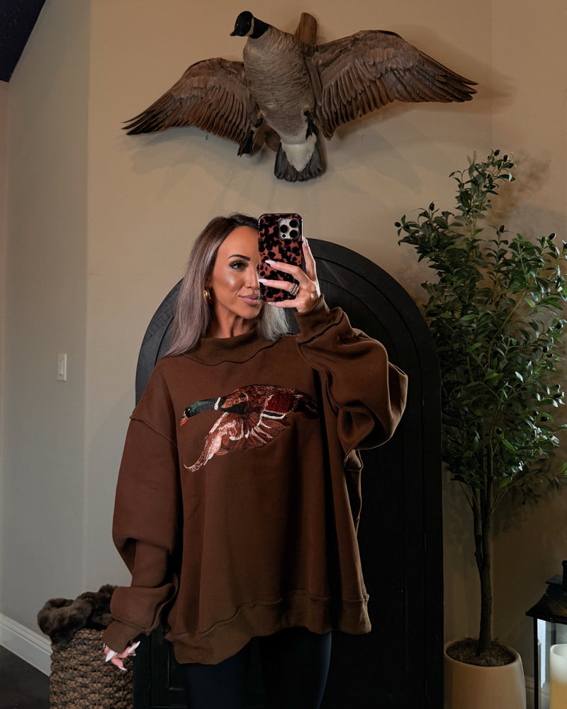 The Sporting Archive Mallard Embroidered Mock Neck - Brown