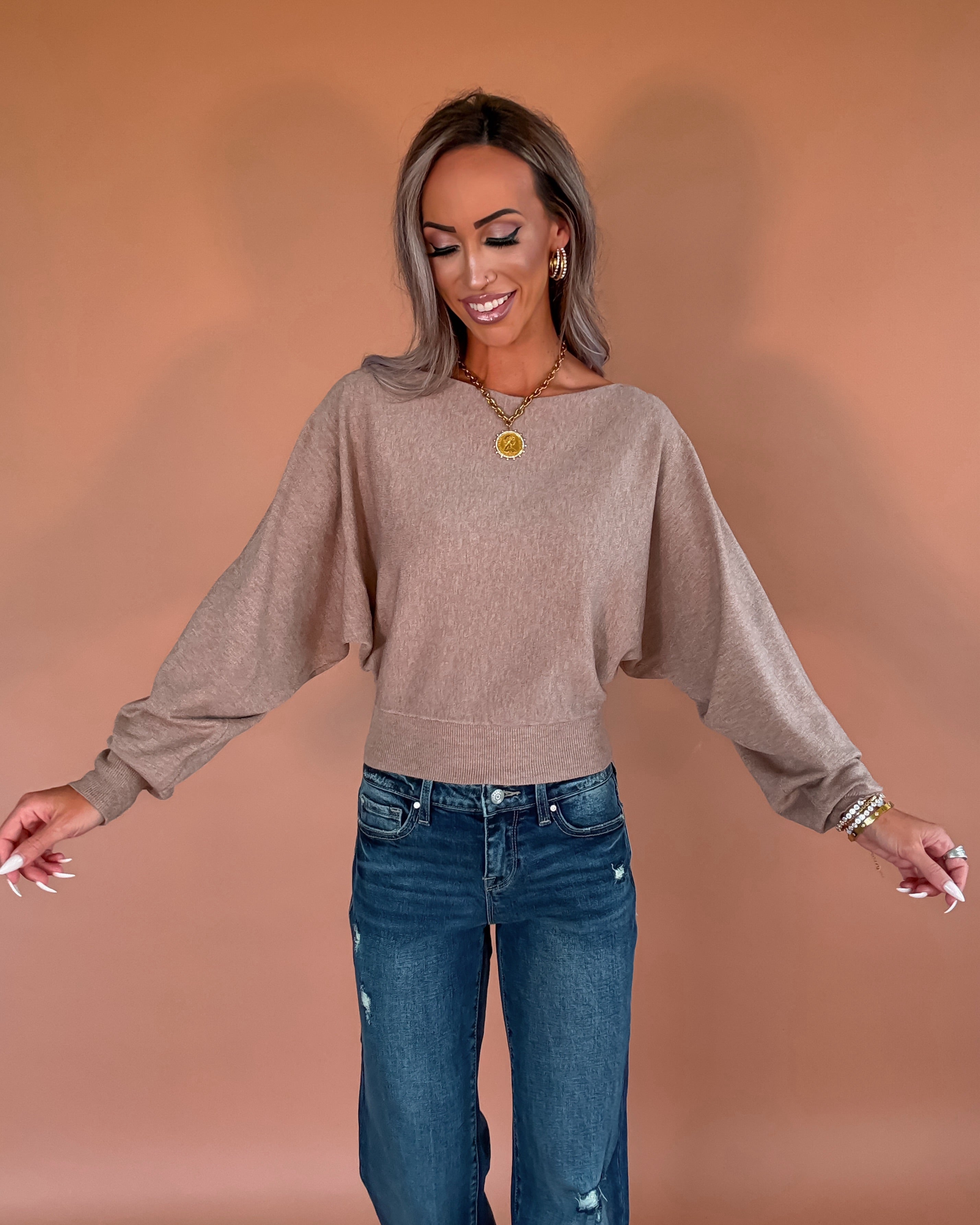 Cloud Muse Cashmere Blend Dolman Top - Camel