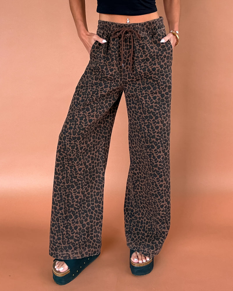 Wild Stride Leopard Denim Pants