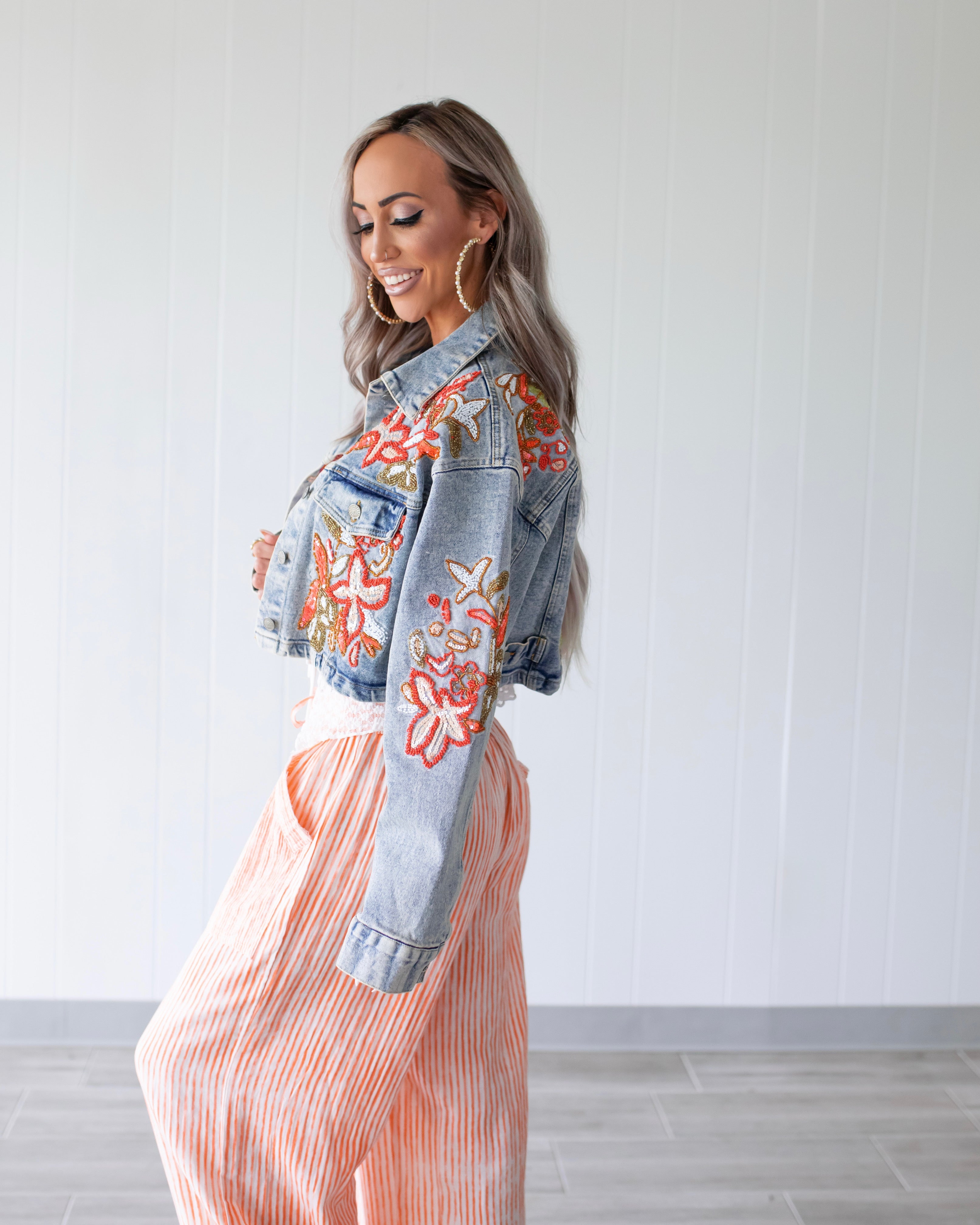 Beaded Reverie Embellished Denim Jacket