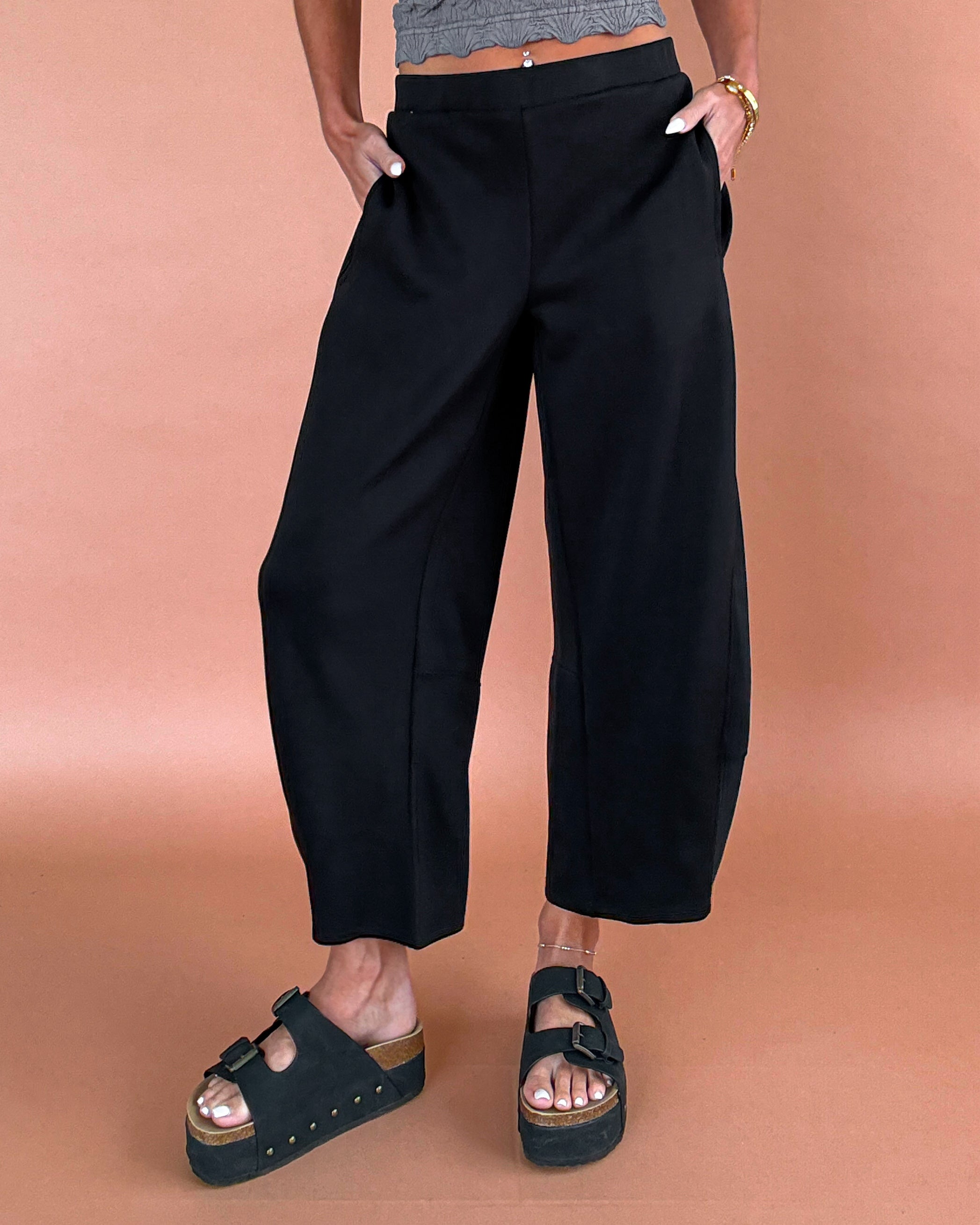 Midnight Current Scuba Barrel Pants - Black