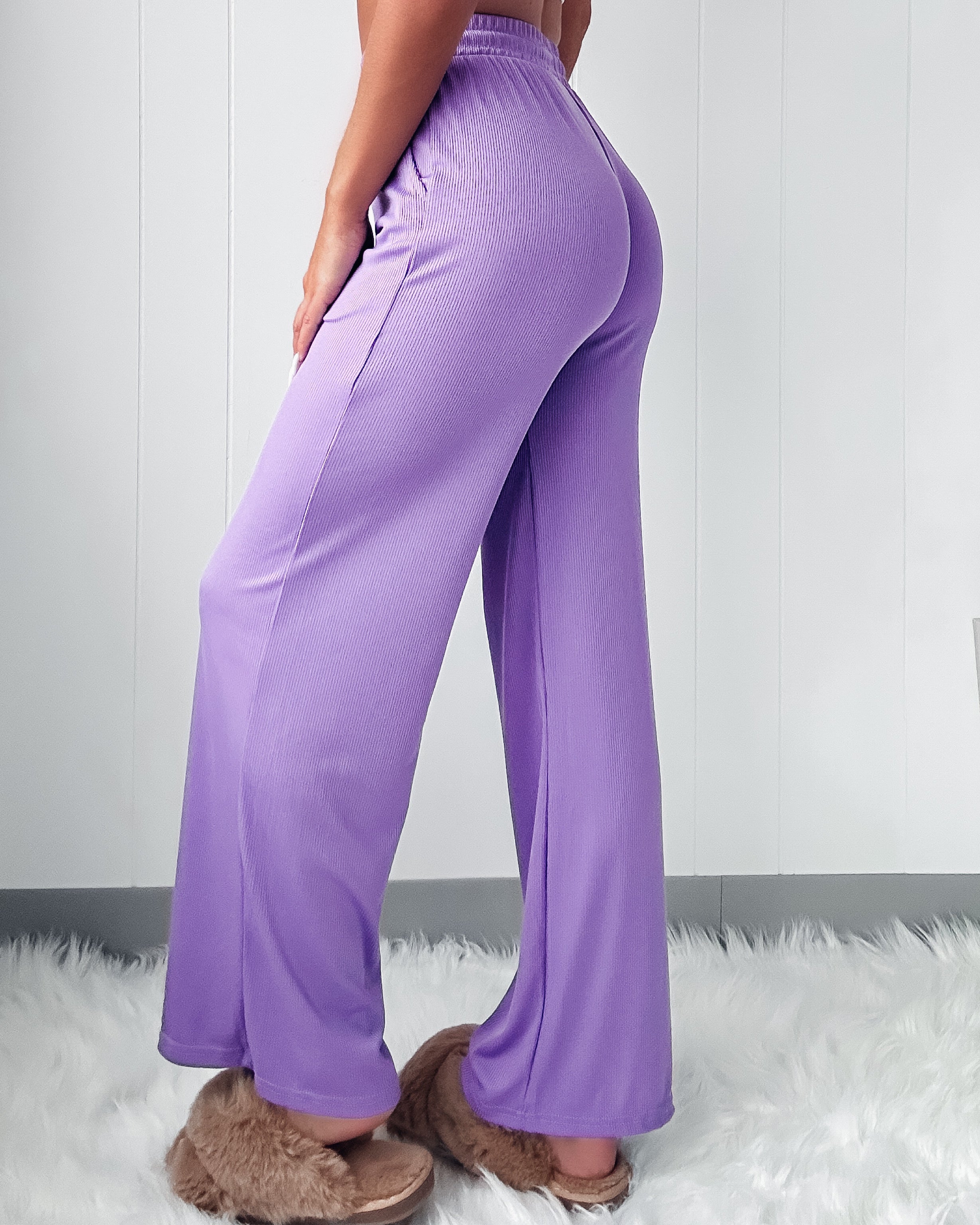Drawstring Lounge Pants - Purple