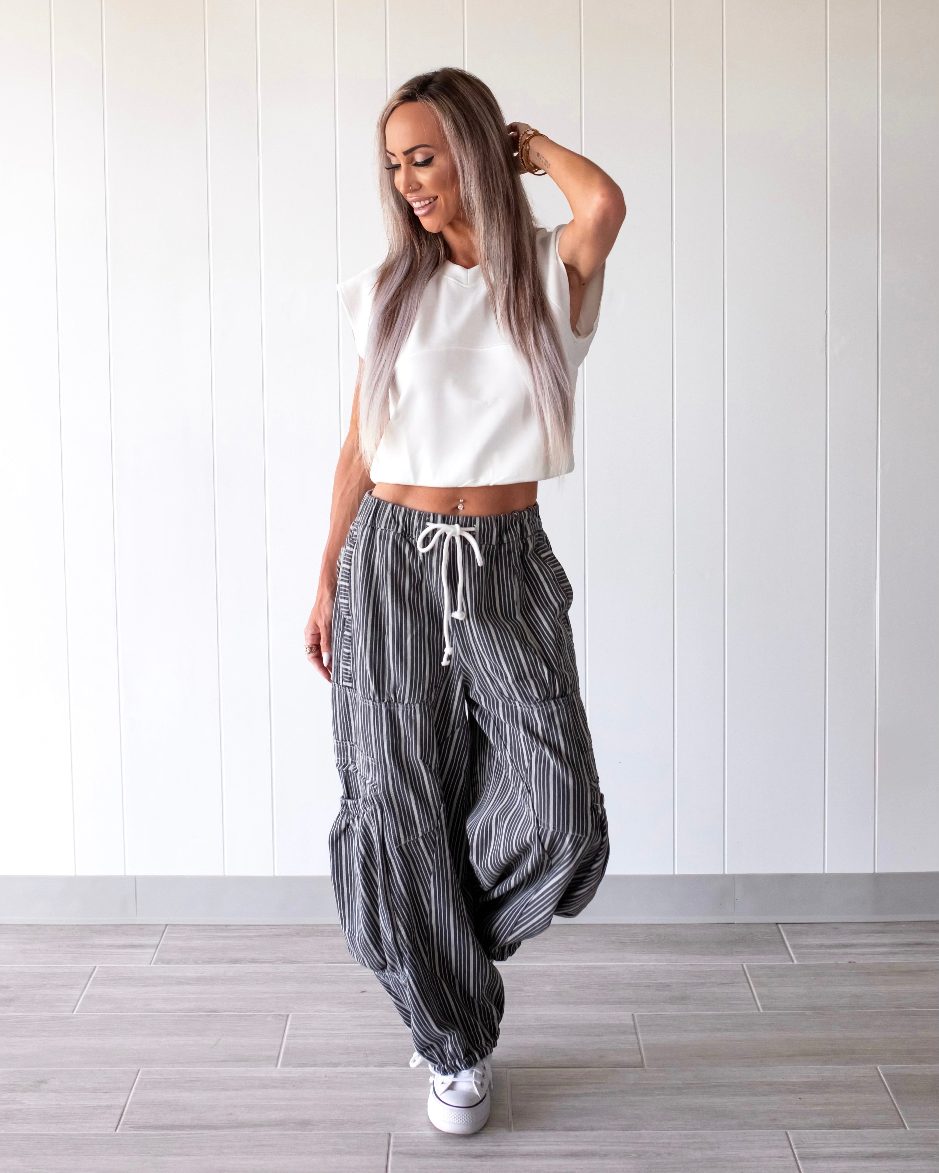 Novelty Knit Drop Shoulder Top - White