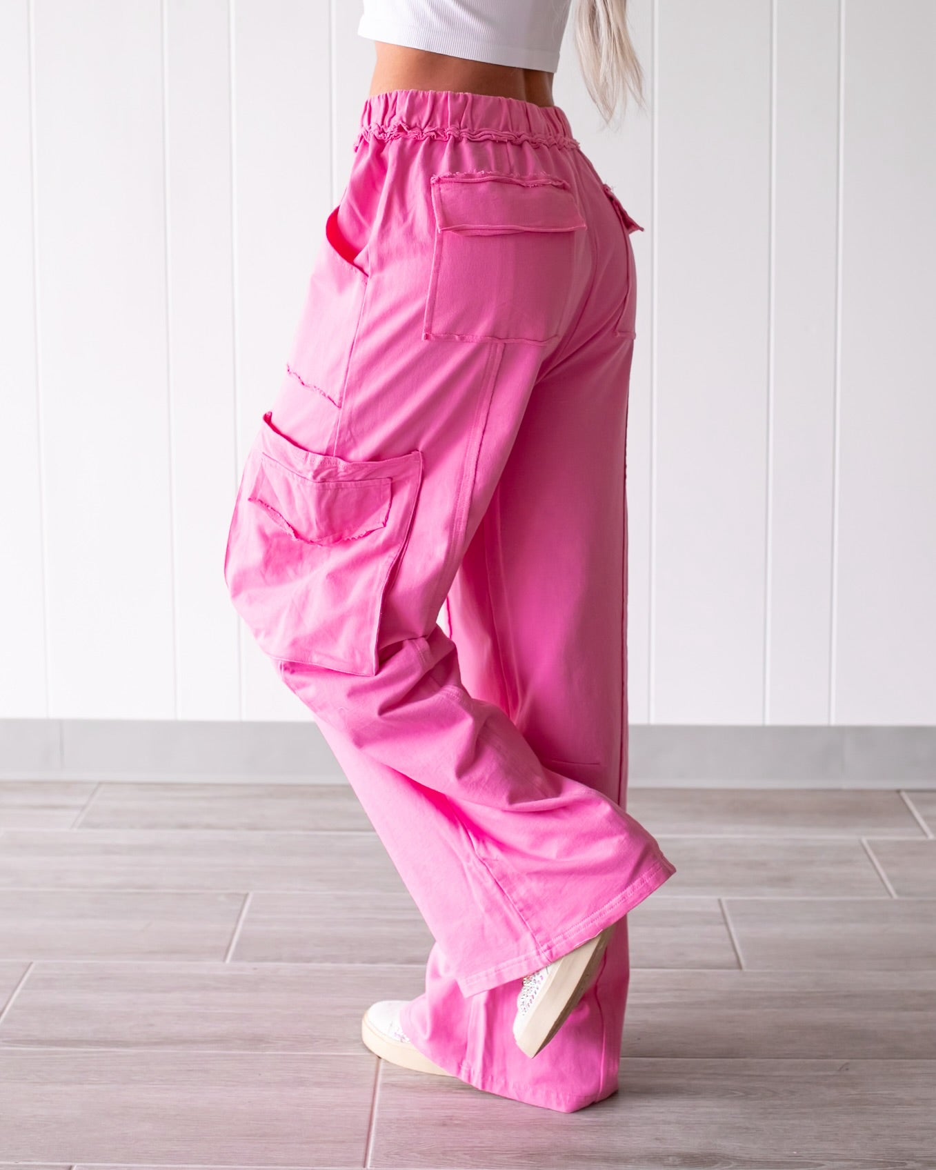 Relaxed Luxe Cargo Pants - Pink