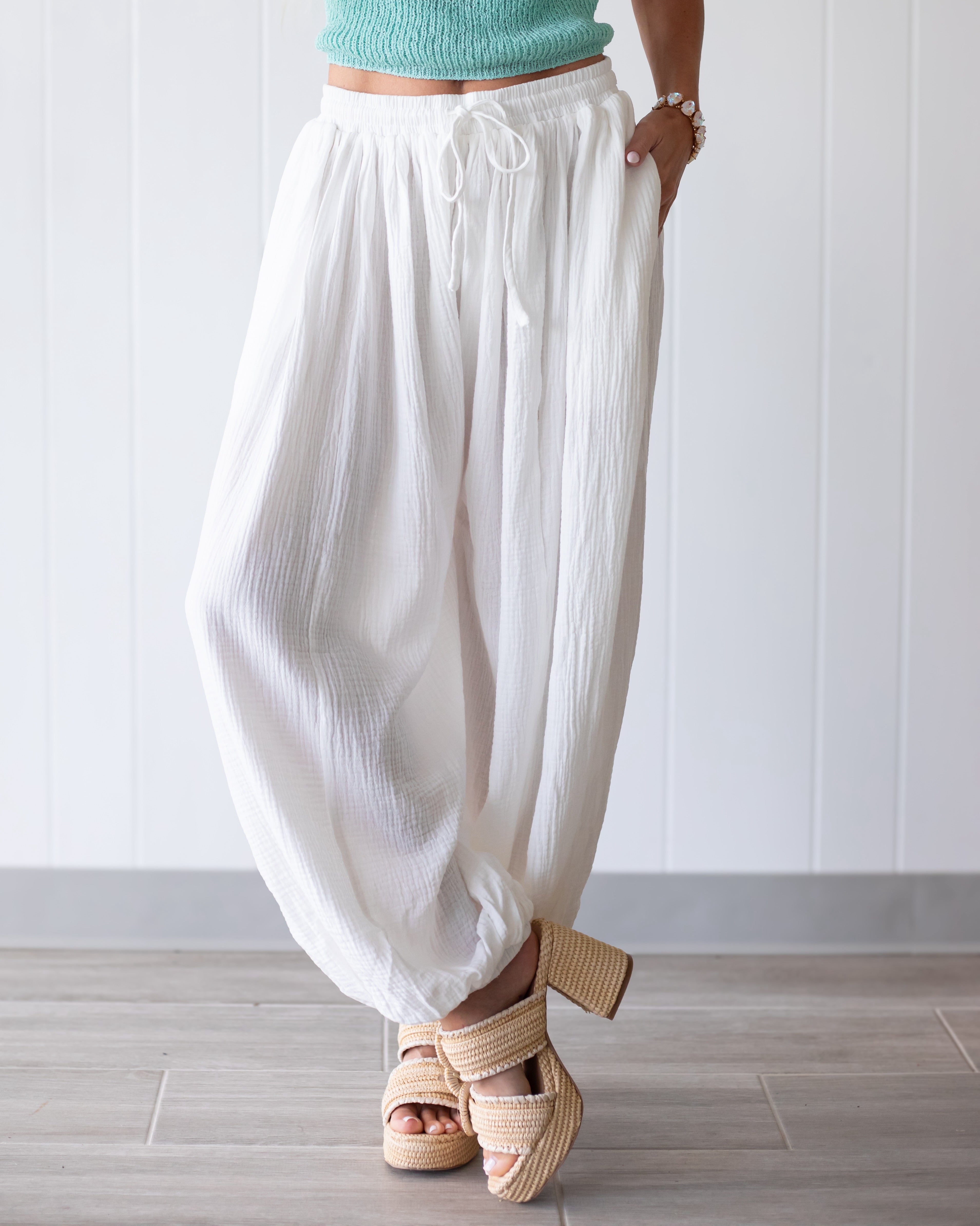 Shoreline Soft Gauze Joggers - Off White