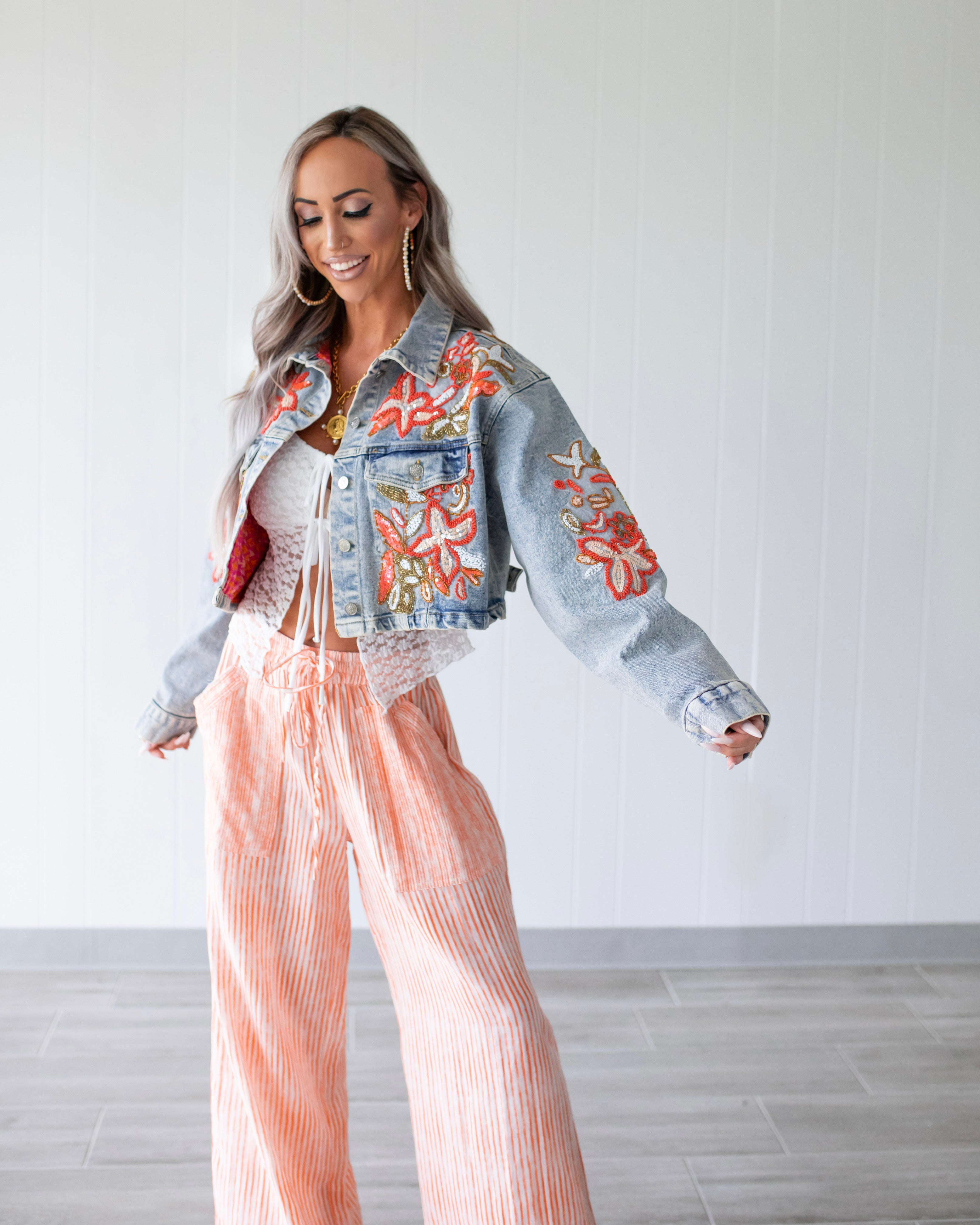 Beaded Reverie Embellished Denim Jacket