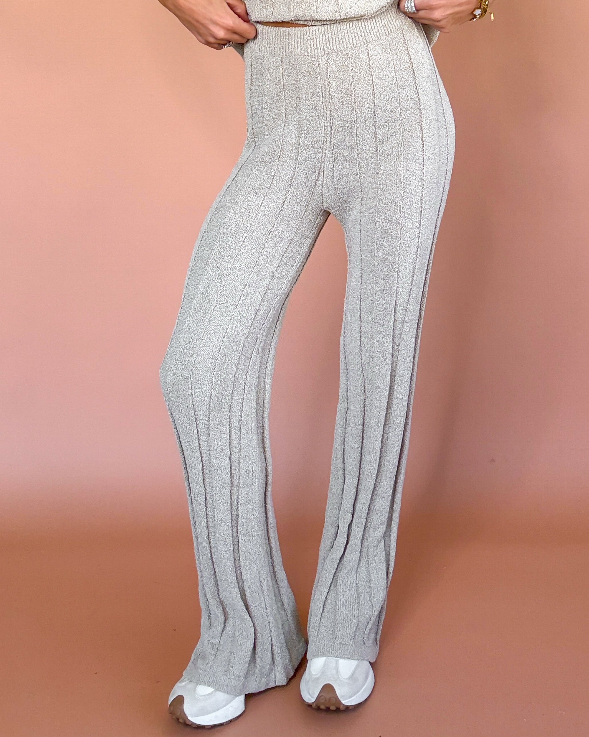 Eli Ribbed Sweater Pants Set - Taupe