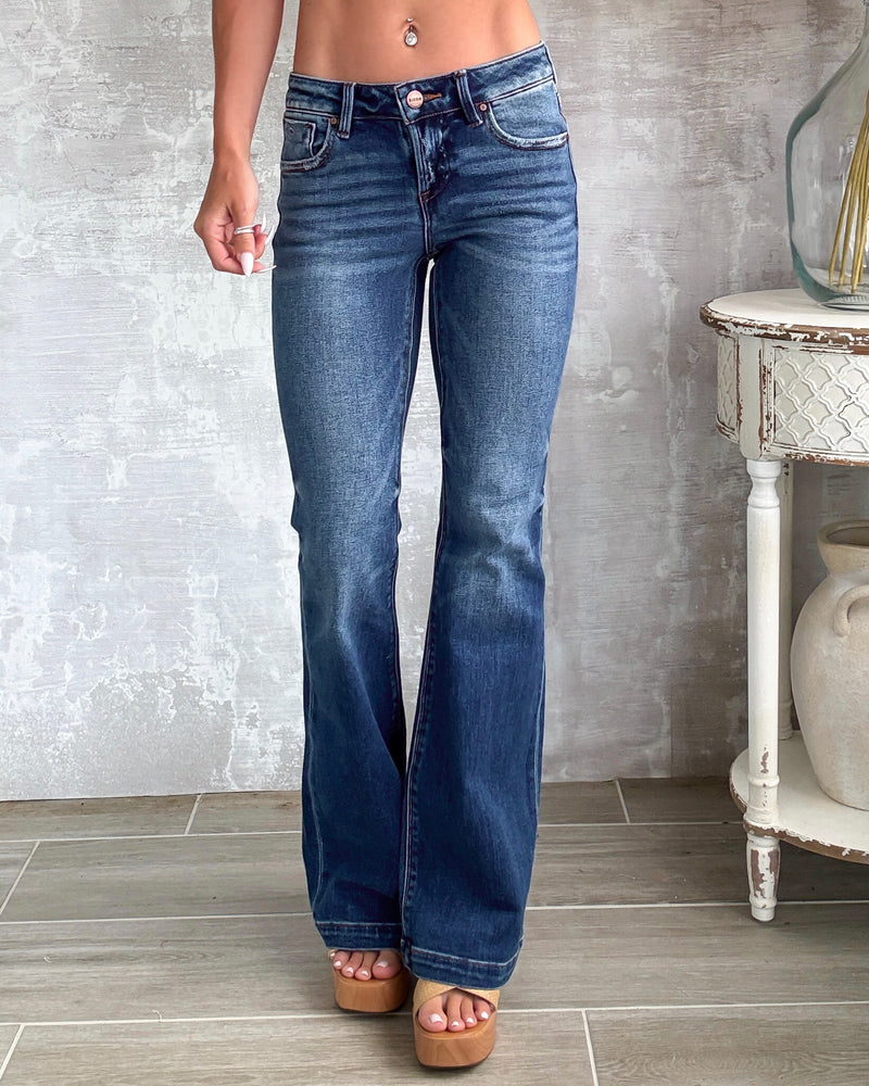 Kenzie Low Rise Flare Jeans - Dark Wash