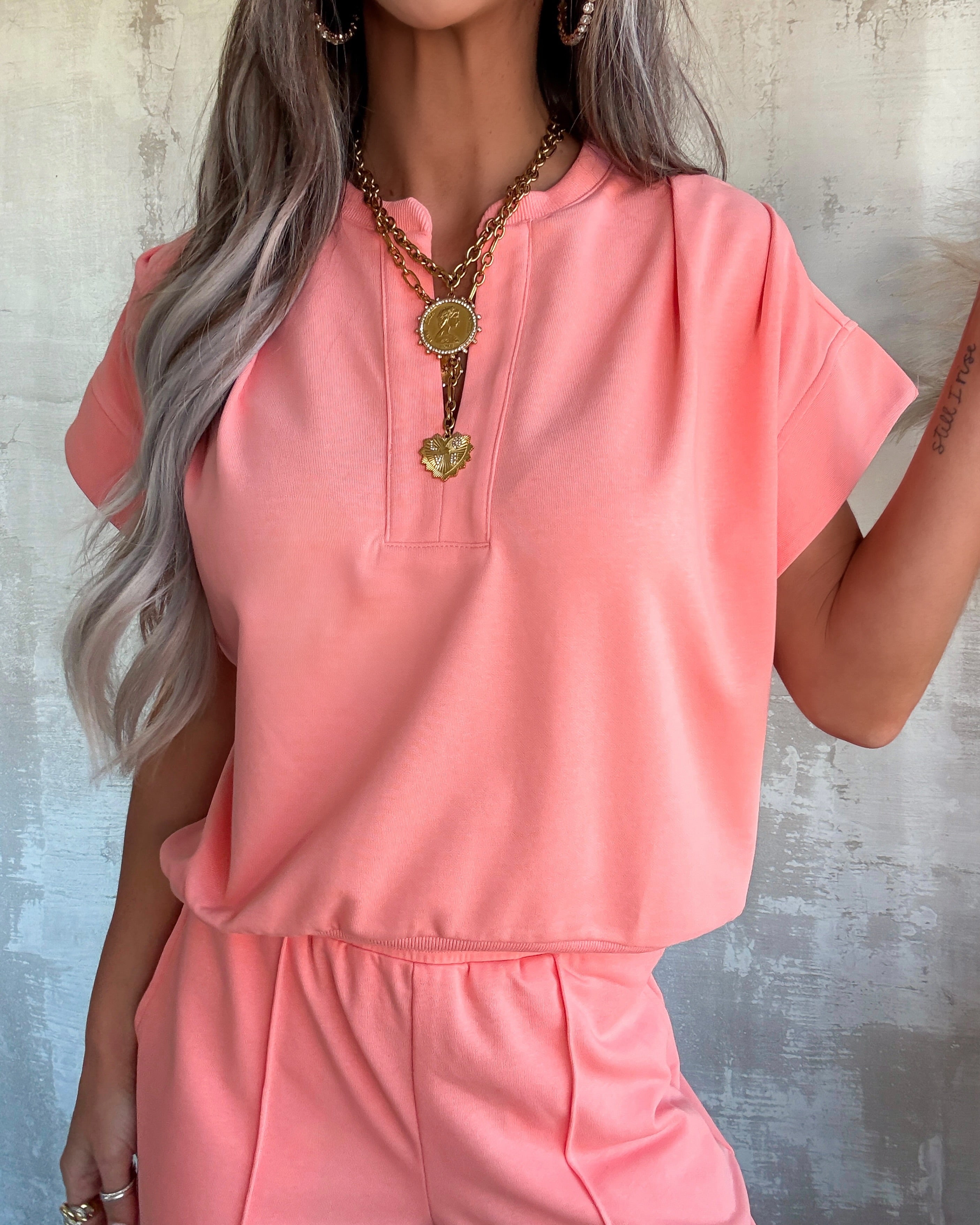 Spring Ease Lounge Top - Coral