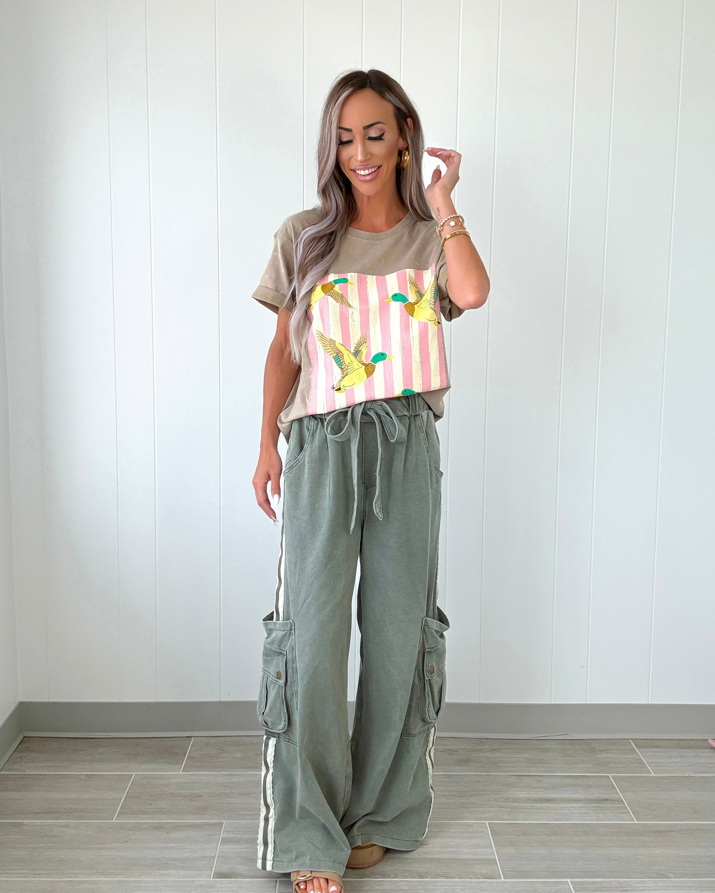 Lace Me Up Cargo Pants - Olive