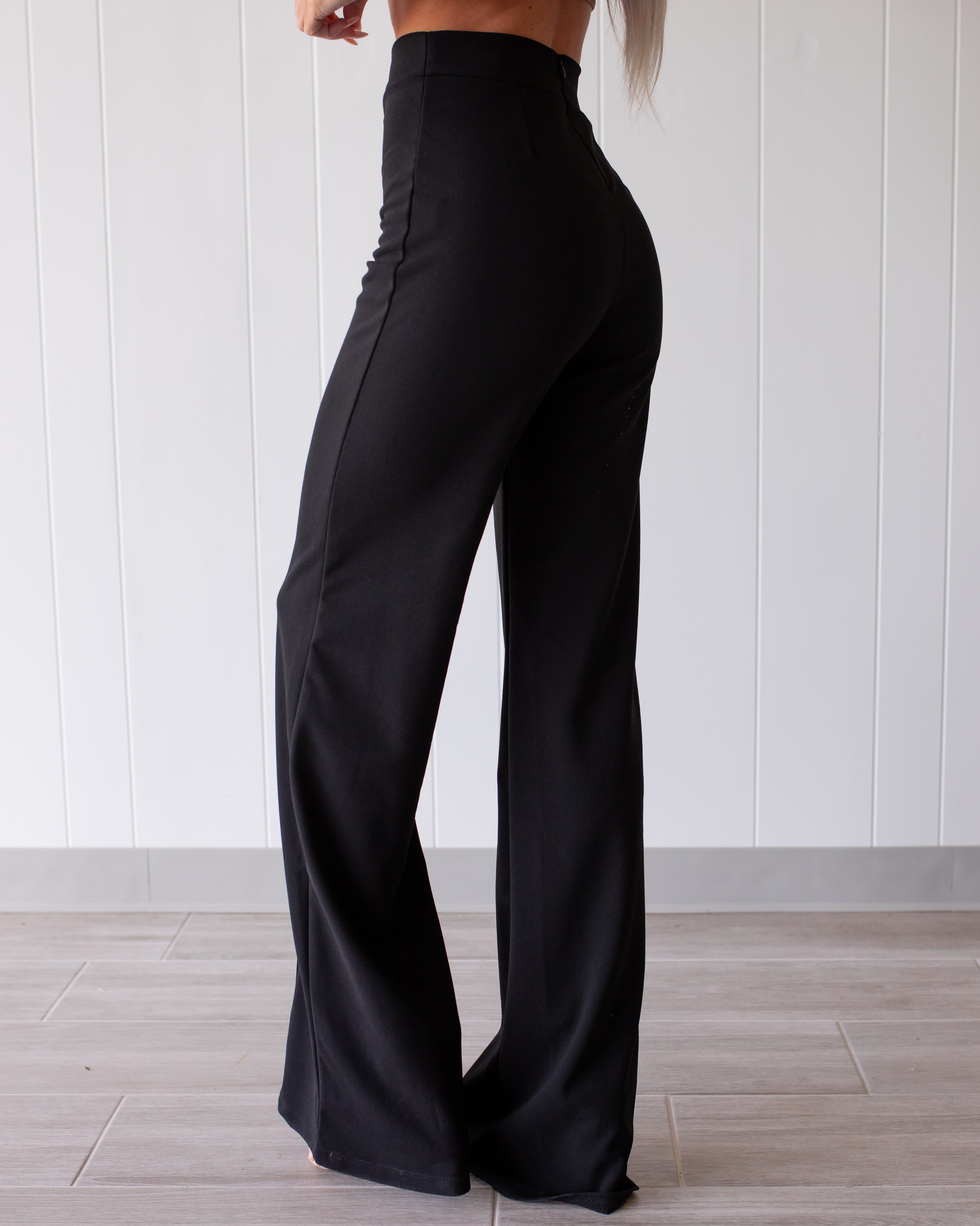 Business Or Pleasure Pleated Flare Pants - Black