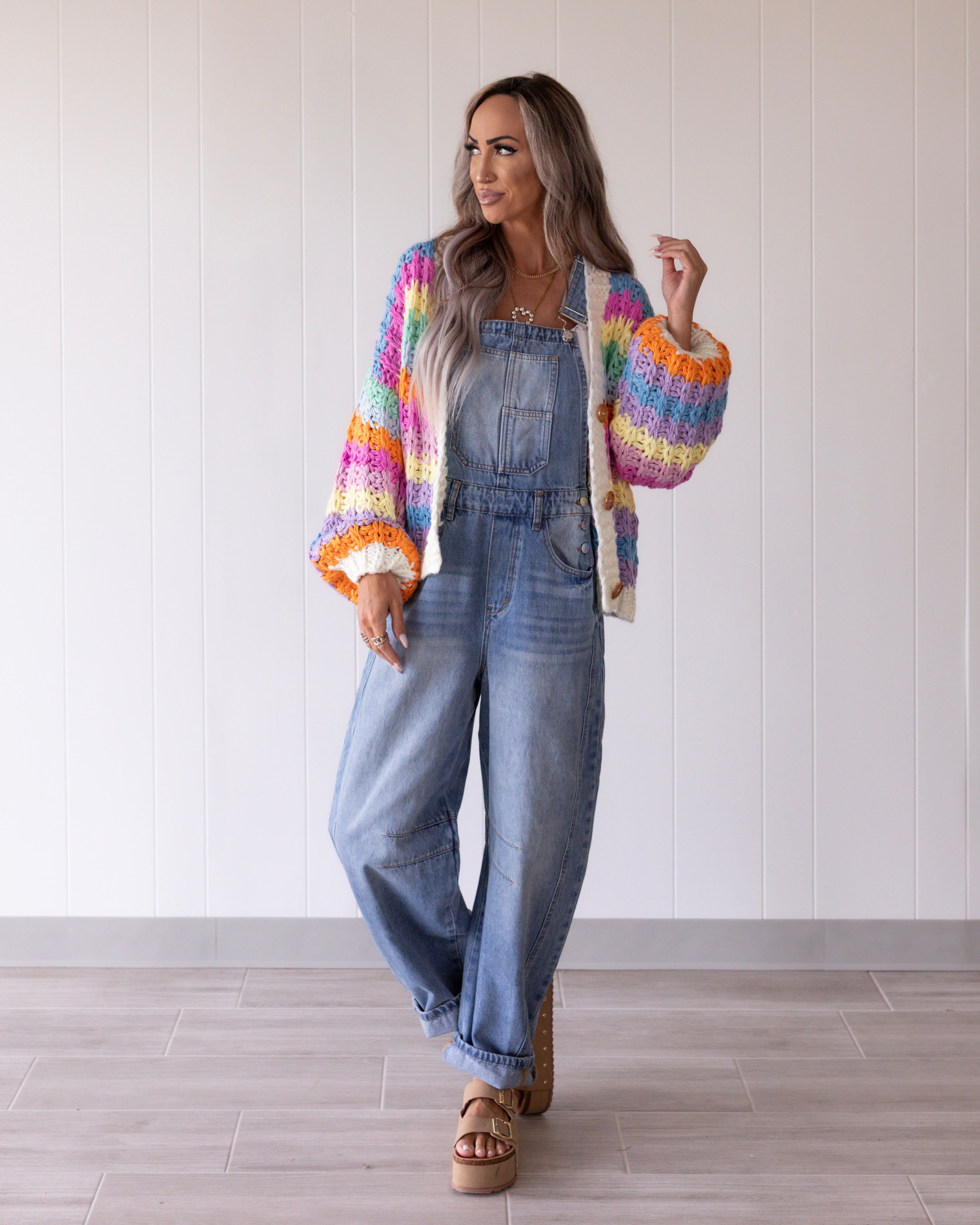 Rainbow Knit Button Up Cardigan