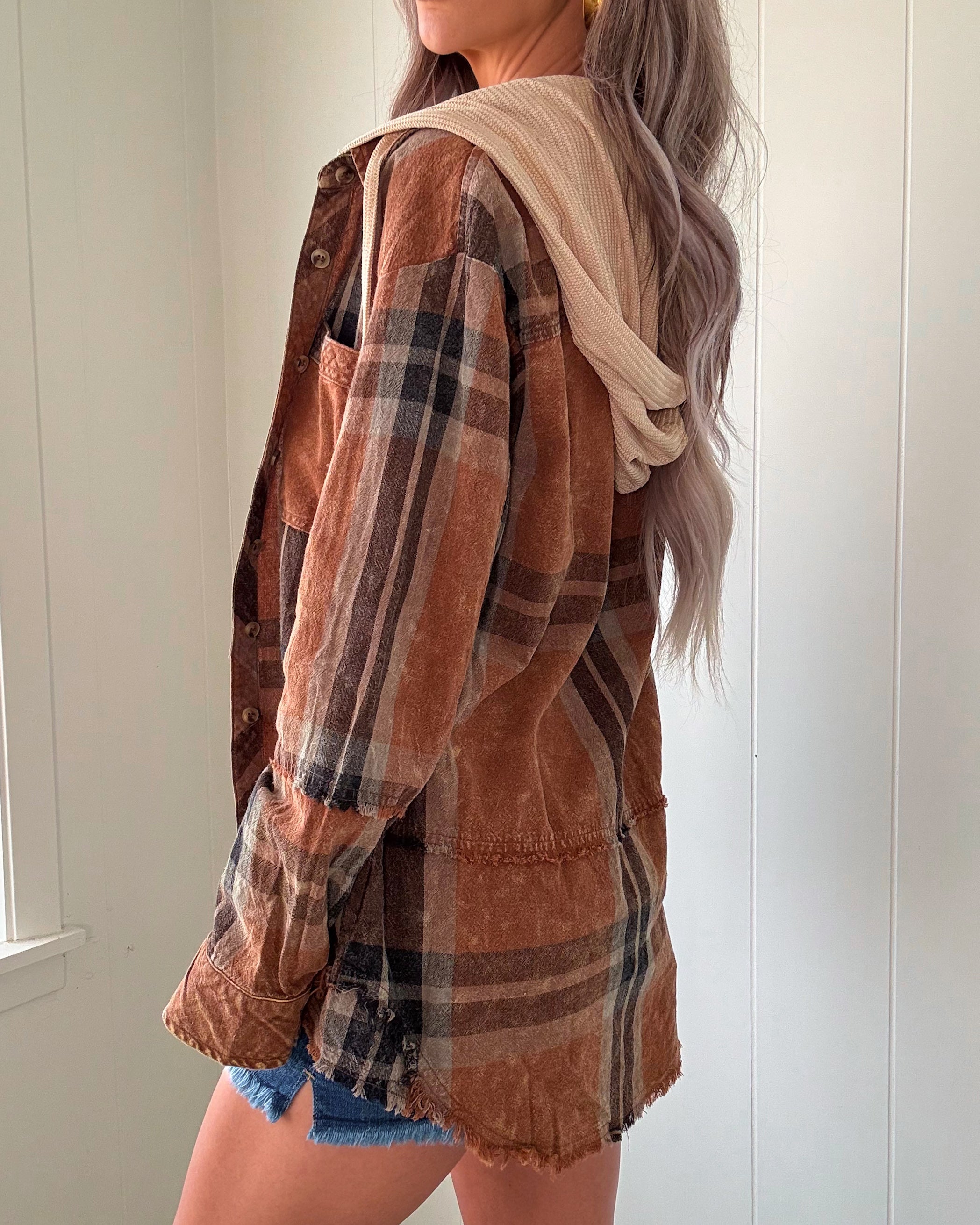 The Toffee Plaid Hoodie Jacket