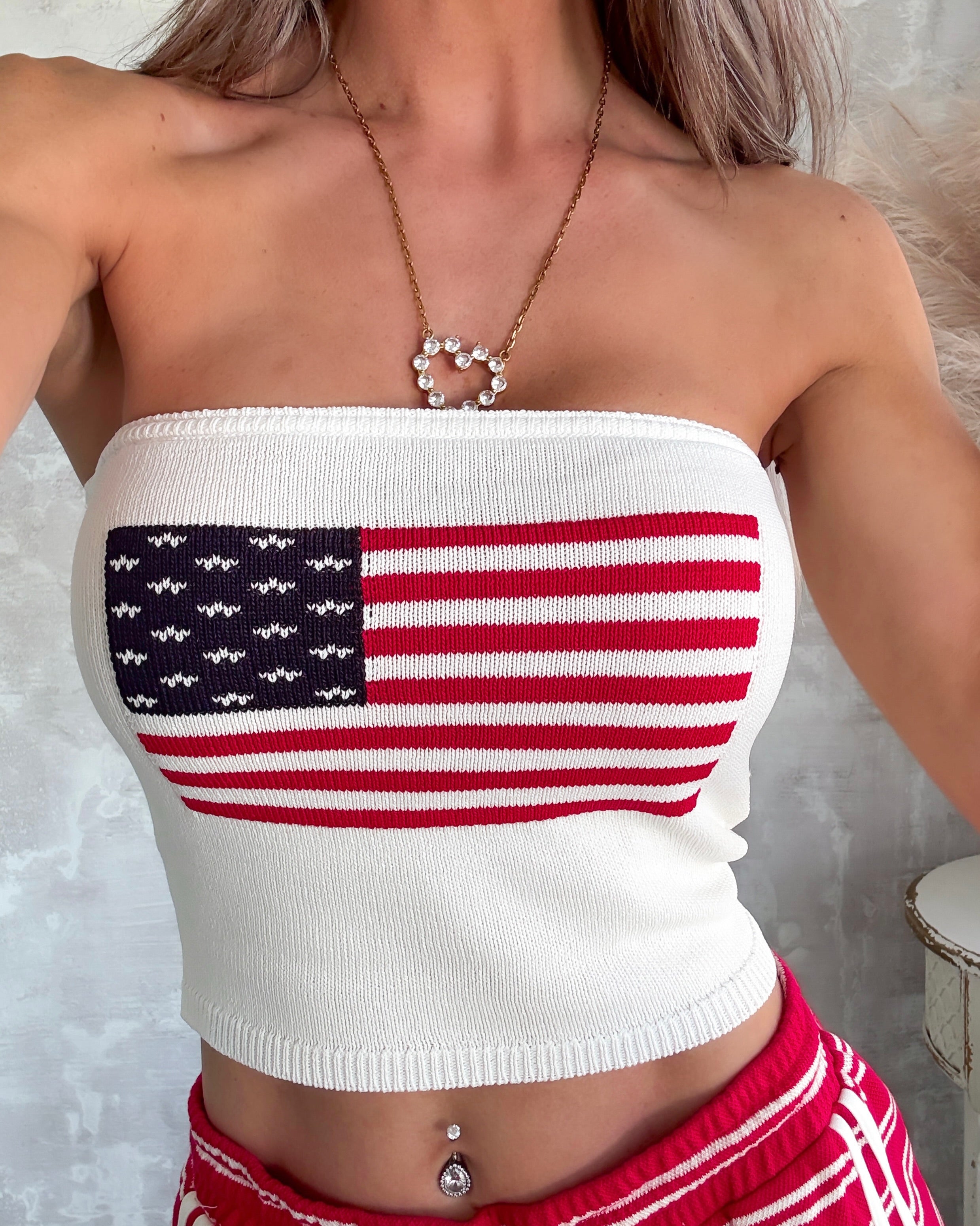 All American Strapless Crop Top - Ivory