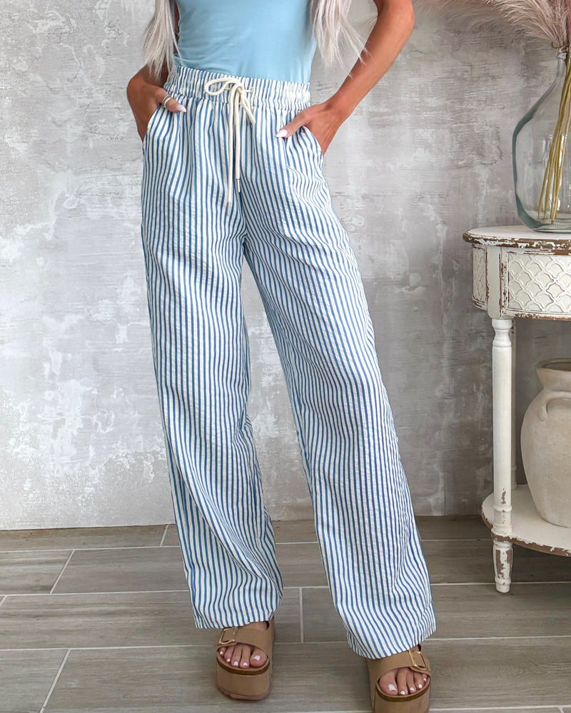 Bayside Striped Pants - Blue