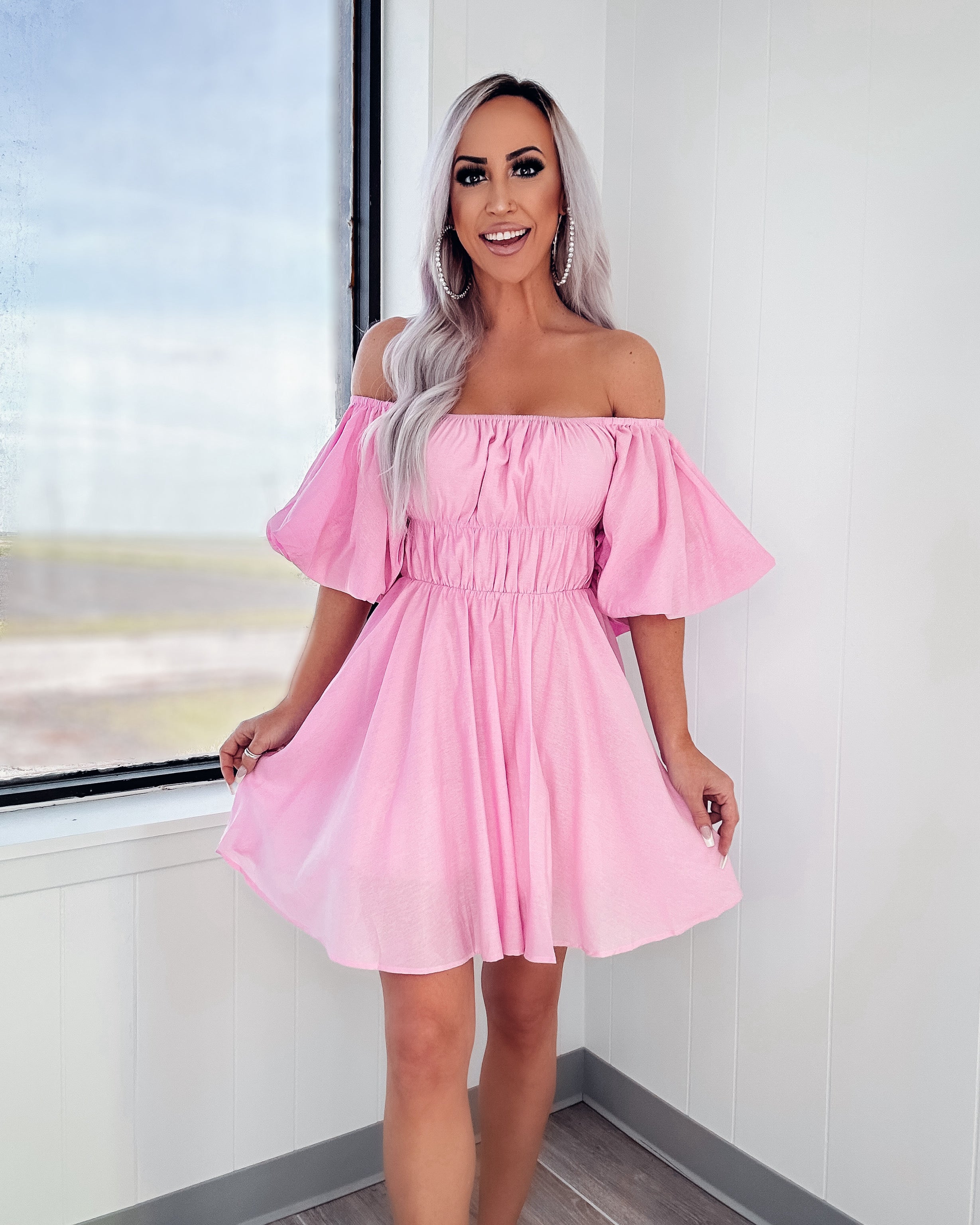 Play It Safe Ruched Dress - Pink