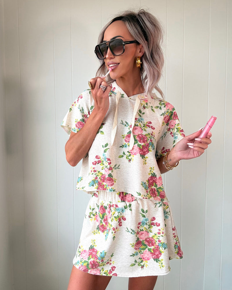 Blooming Bliss Hoodie & Skort Set - Oatmeal