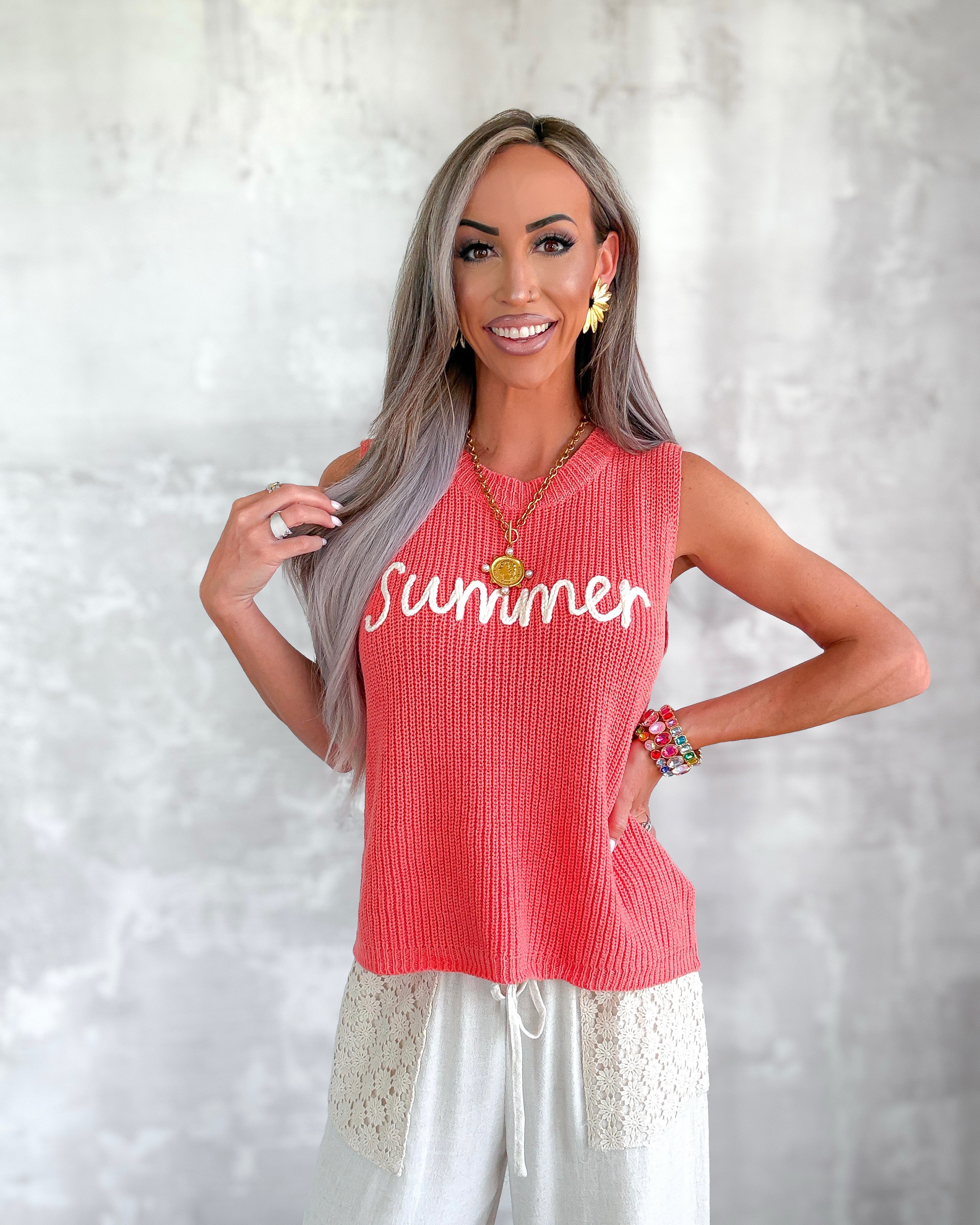 Summer Sweater Tank - Coral